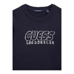 Guess Maglia Girocollo Tinta Unita con Logo per Neonato N5RR01Z2BB0 BLU GUESS 