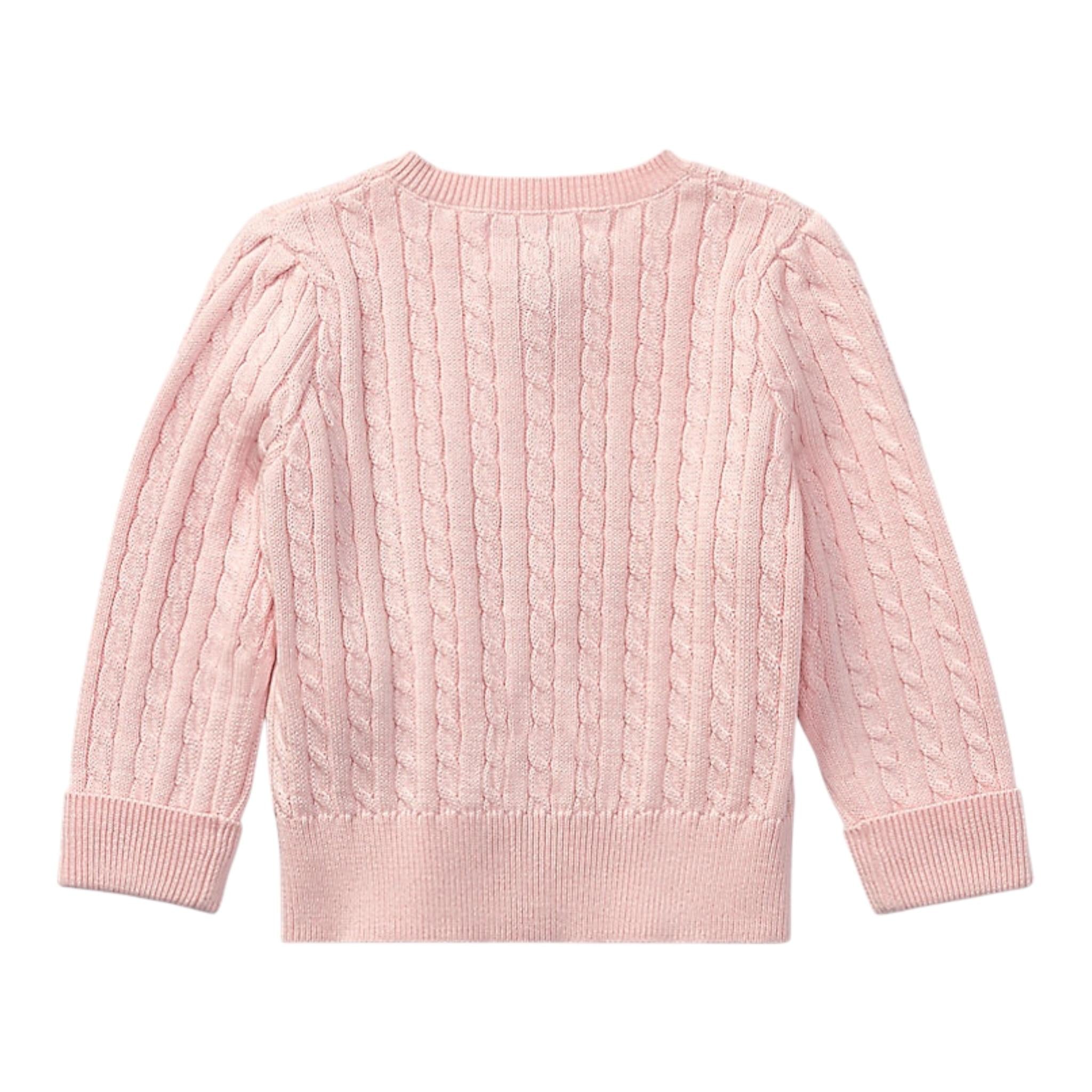RALPH LAUREN cardigan tinta unita con ricami Rosa per Neonata 310543047006 ROSA RALPH LAUREN 