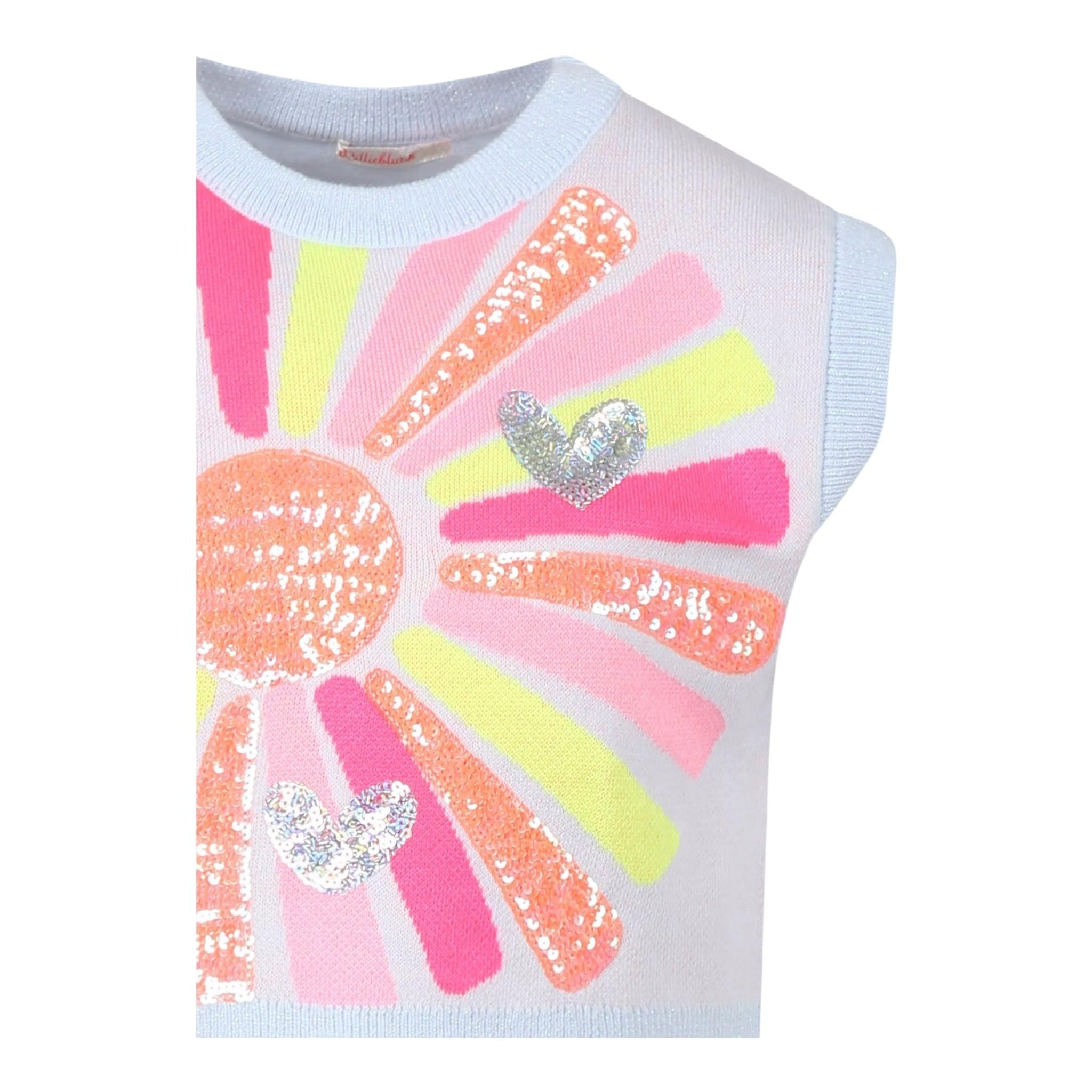 Billieblush Maglia Giromanica Tinta Unita con Paillettes per Bambina U20932 AZZURRO BillIEBLUSH 
