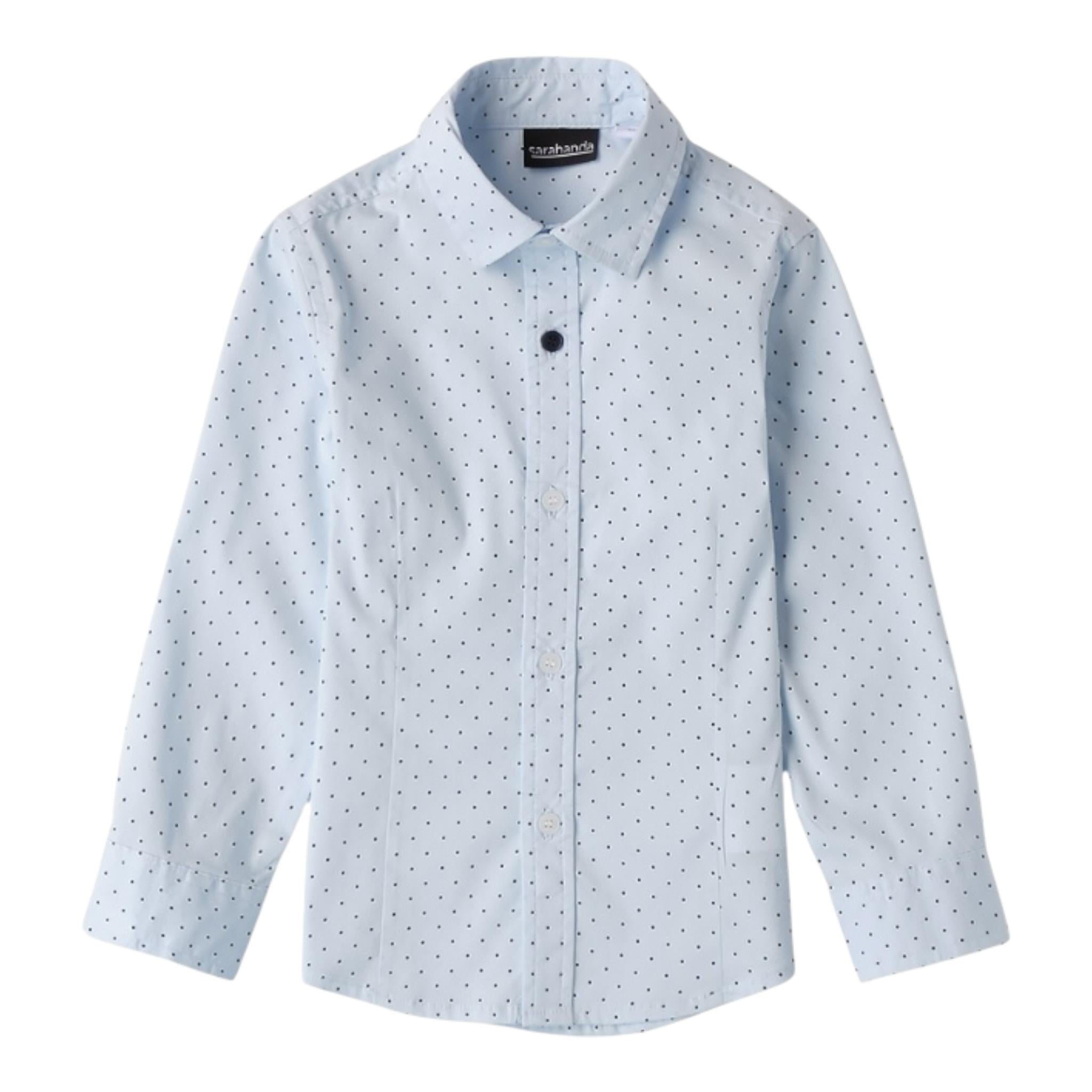 SARABANDA camicia tinta unita con fantasia pois Azzurro per Bambino 0A124 AZZURRO SARABANDA 
