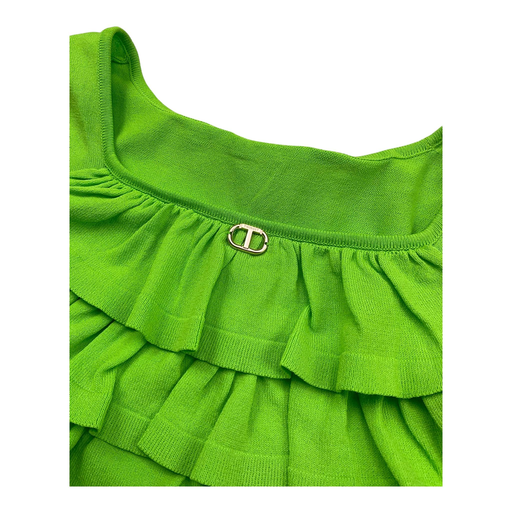 Twinset Top Tinta Unita con Balze per Bambina 231GJ3412 VERDE TWINSET 