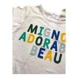 Carre'Ment Beau T-Shirt Girocollo Tinta Unita Con Stampa In Contrasto Bianco Per Neonato