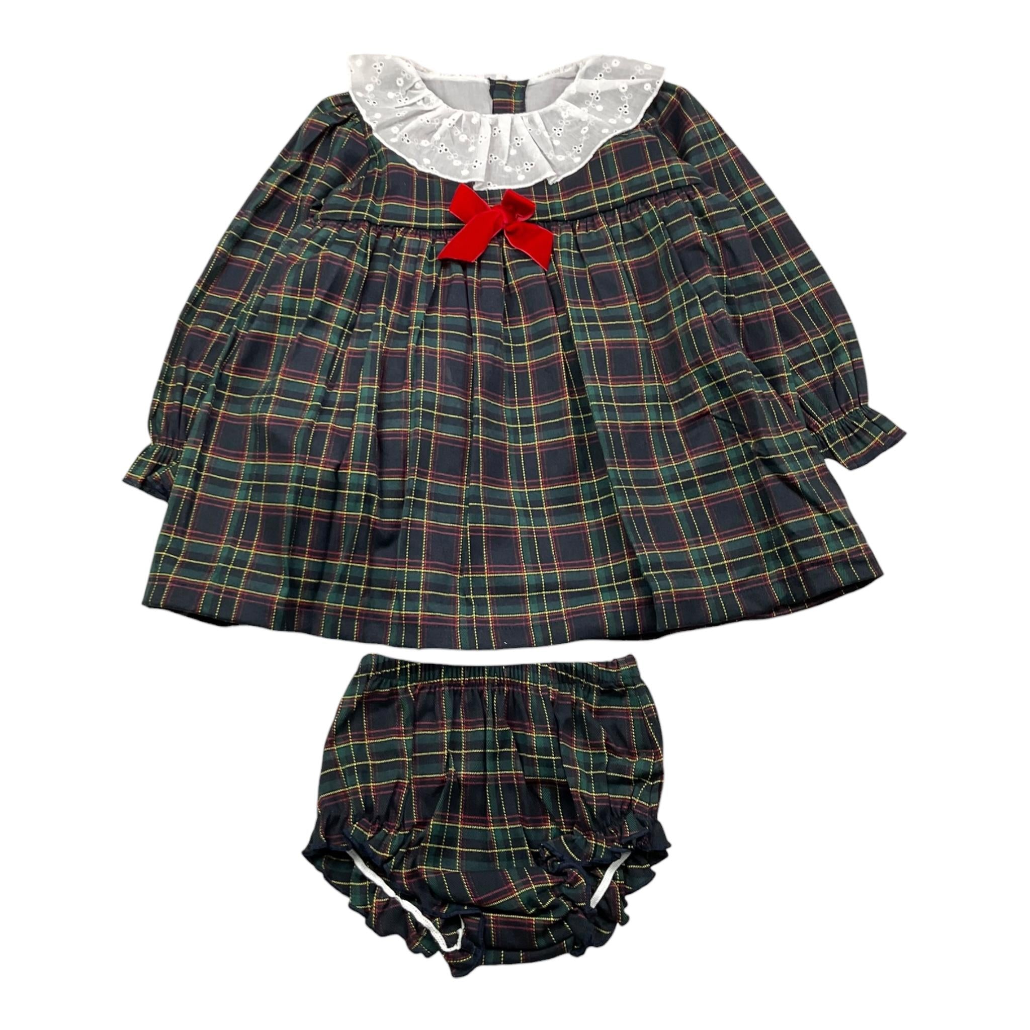 VALENTINA BEBES set abito-coulotte fantasia scozzese e colletto Verde per Bambina MAR86J VERDE VALENTINA BEBES 