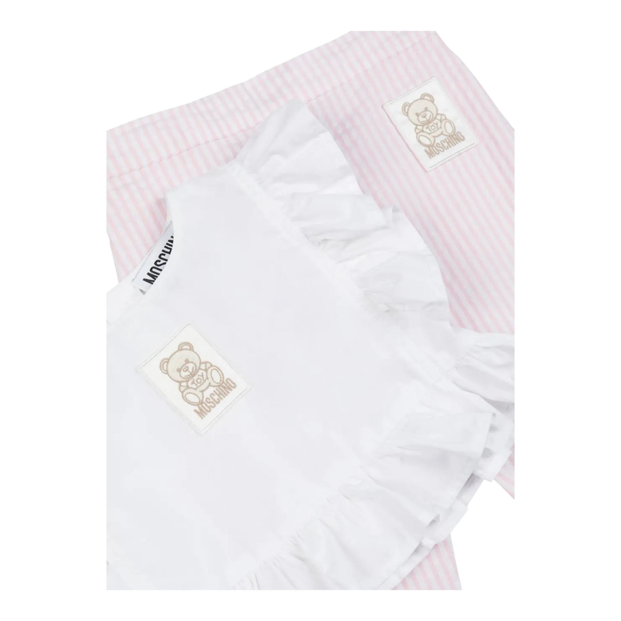 Moschino Completo 2 Pezzi Camicia-Pantalone per Bambina MDG01LYXJ BIANCO/ROSA MOSCHINO 