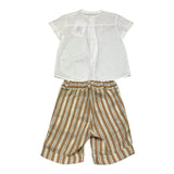 Barcellino Completo 2Pz Camicia-Bermuda con Fantasia A Righe Bianco per Neonato