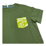 Sun68 T-Shirt Girocollo Tinta Unita con Taschino per Bambino T35303S VERDE SUN68 