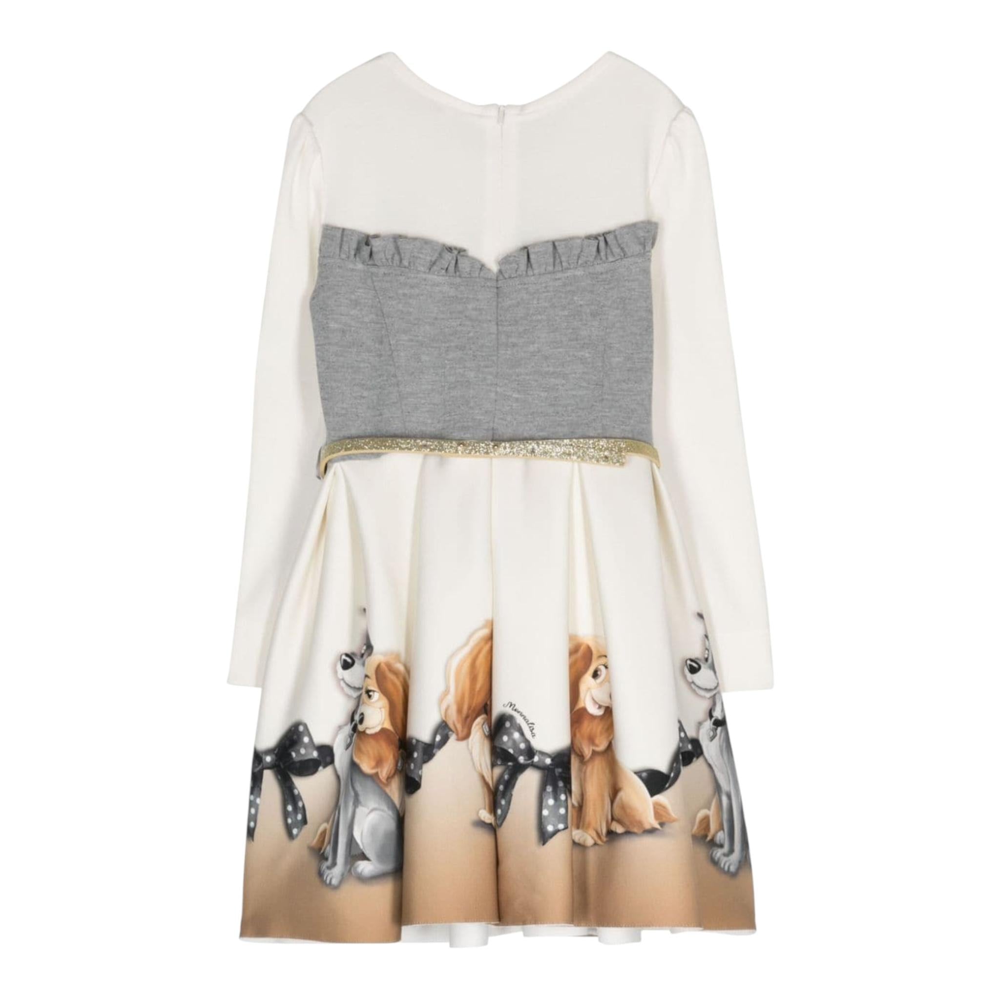 MONNALISA abito bicolore con stampa Panna/grigio per Bambina 11D904 PANNA/GRIGIO MONNALISA 