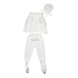 Juliana Completo 3 Pezzi Maglia-Ghettina-Cappello Bianco per Neonata 25036 BIANCO JULIANA 