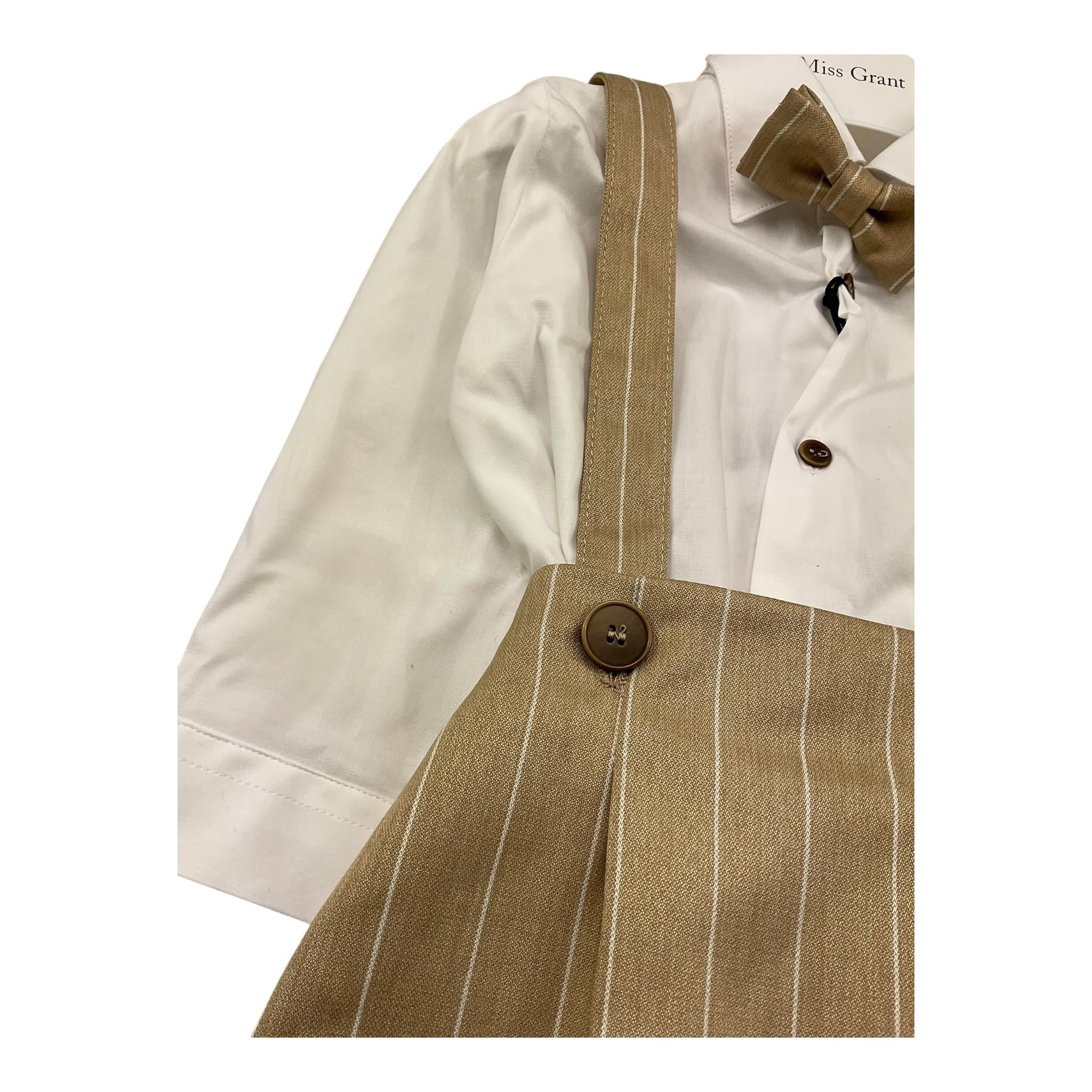 Colori Chiari Completo 3 Pezzi Camicia-Salopette-Papillon per Neonato MN308102 BEIGE COLORI CHIARI 