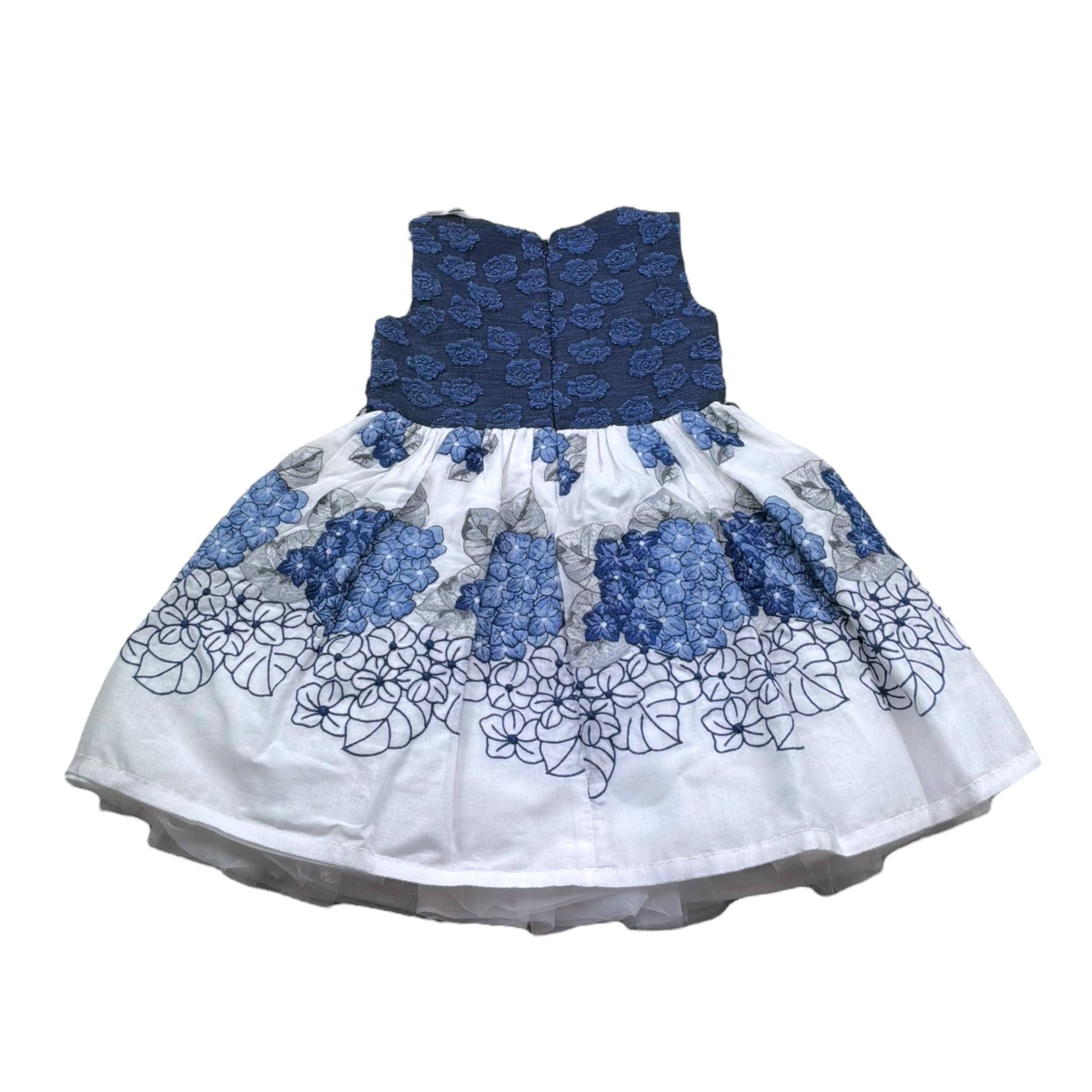 Monnalisa Abito Bicolore con Fantasia Fiori per Bambina 717928 BIANCO/BLU MONNALISA 