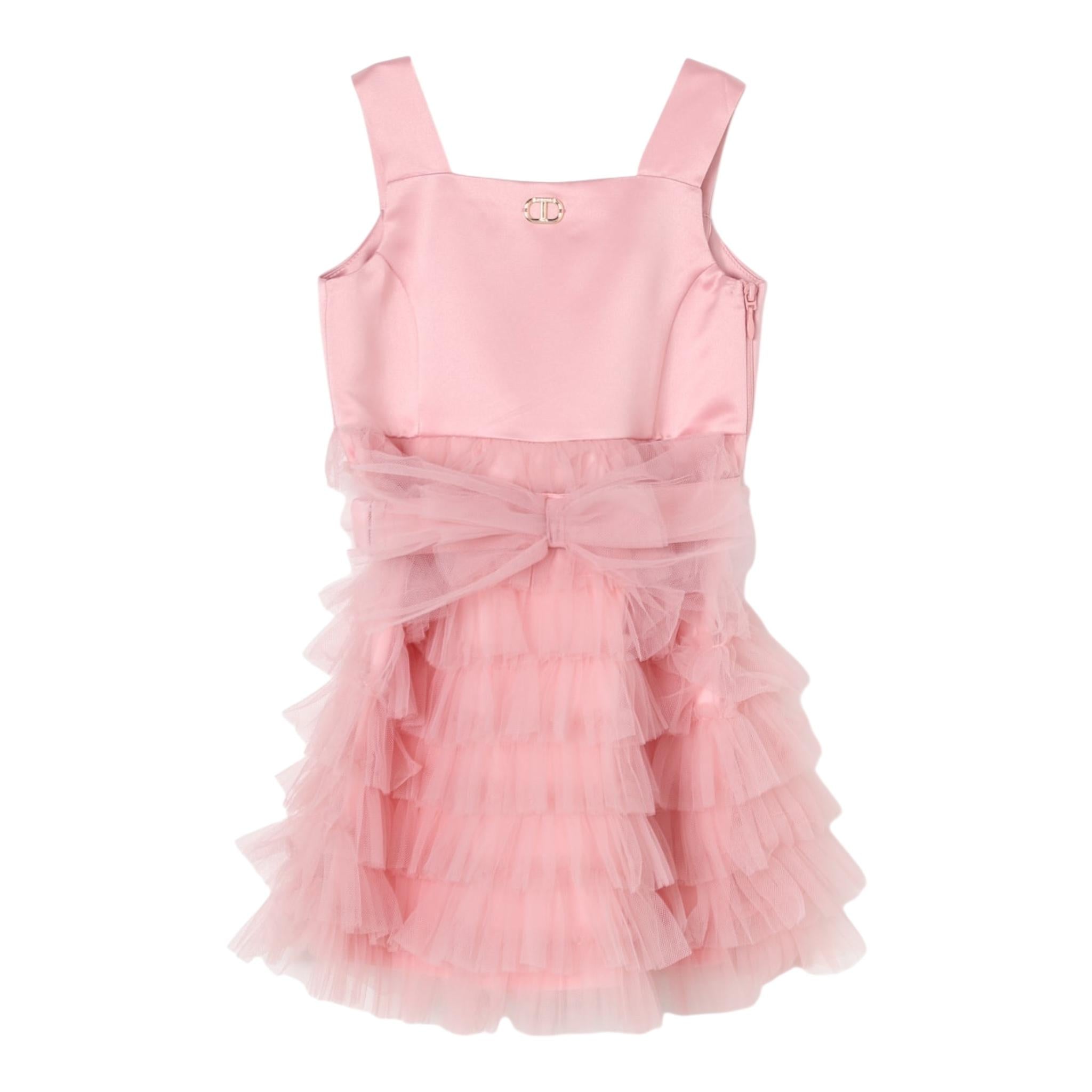 Twinset Abito Tinta Unita con Tulle per Neonata 251GJ2QS0 ROSA TWINSET 