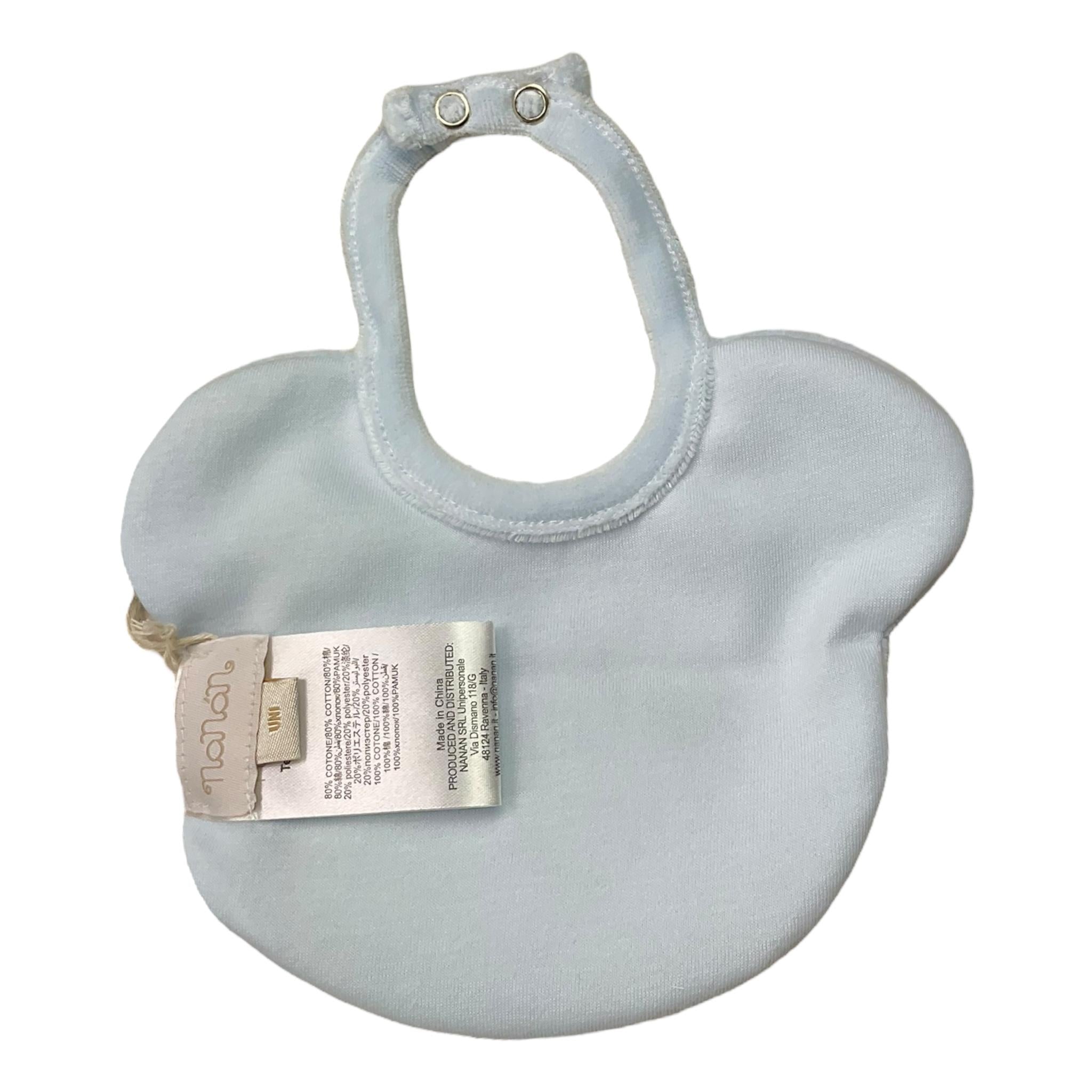 NANAN bavetta tinta unita con stampa in velluto Azzurro per Neonato I24045A AZZURRO NANAN 
