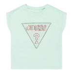 Guess T-Shirt Tinta Unita con Stampa E Paillettes per Neonata K5GI12K6YW4 VERDE ACQUA GUESS 