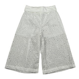 M+E' Pantalone Palazzo tinta unita In Pizzo Sangallo Bianco per Bambina UE1801 BIANCO M+E' 
