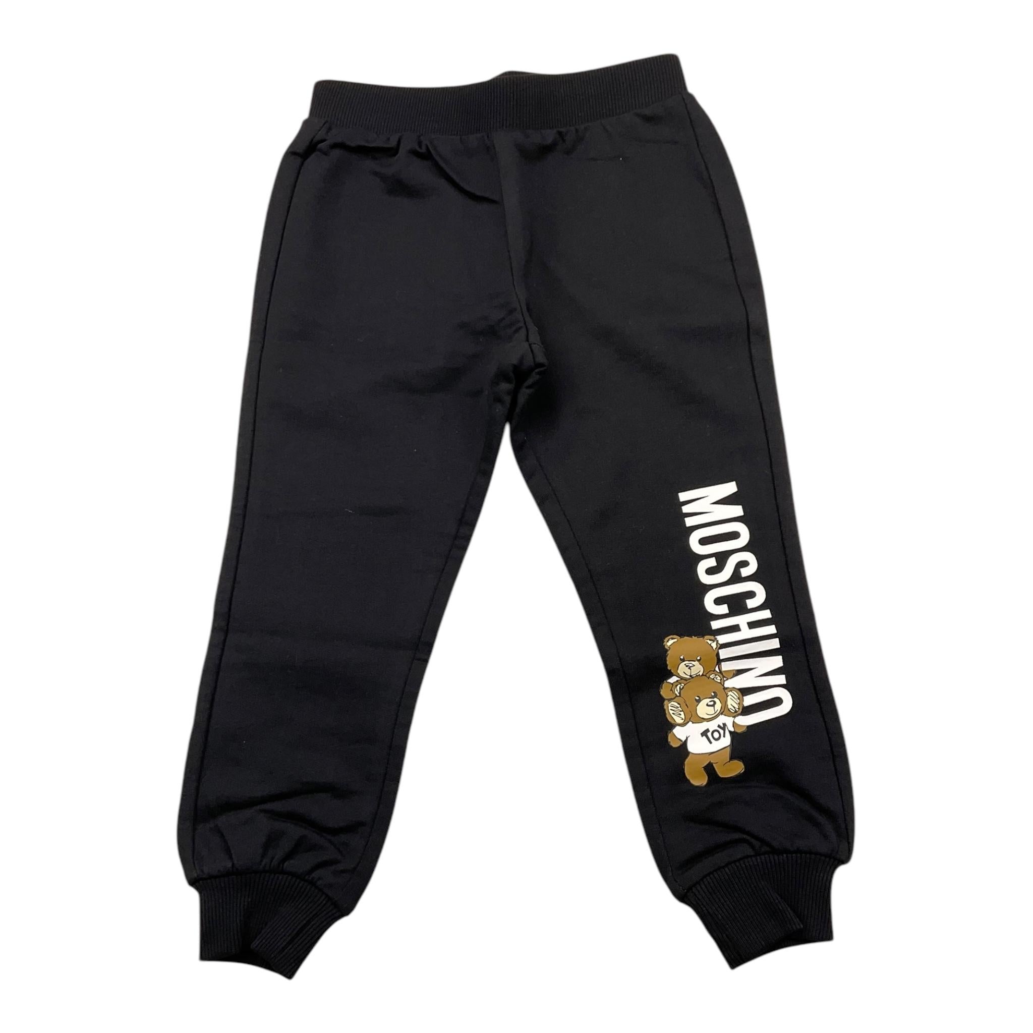 MOSCHINO pantalone tuta tinta unita con stampa in contrasto Nero per Neonato MUP056 NERO MOSCHINO 