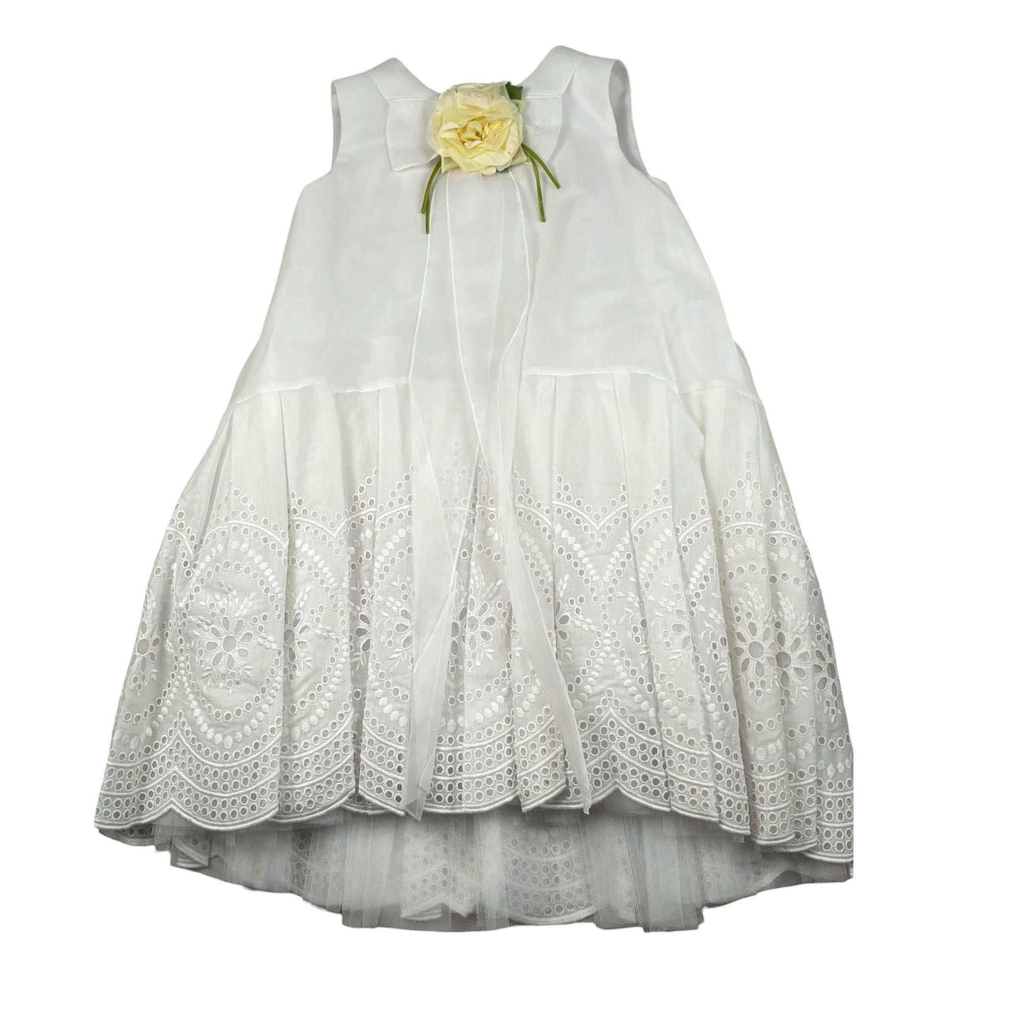 Raffaella Abito Cerimonia Tinta Unita Giromaniche per Bambina ESTATE BIANCO RAFFAELLA 