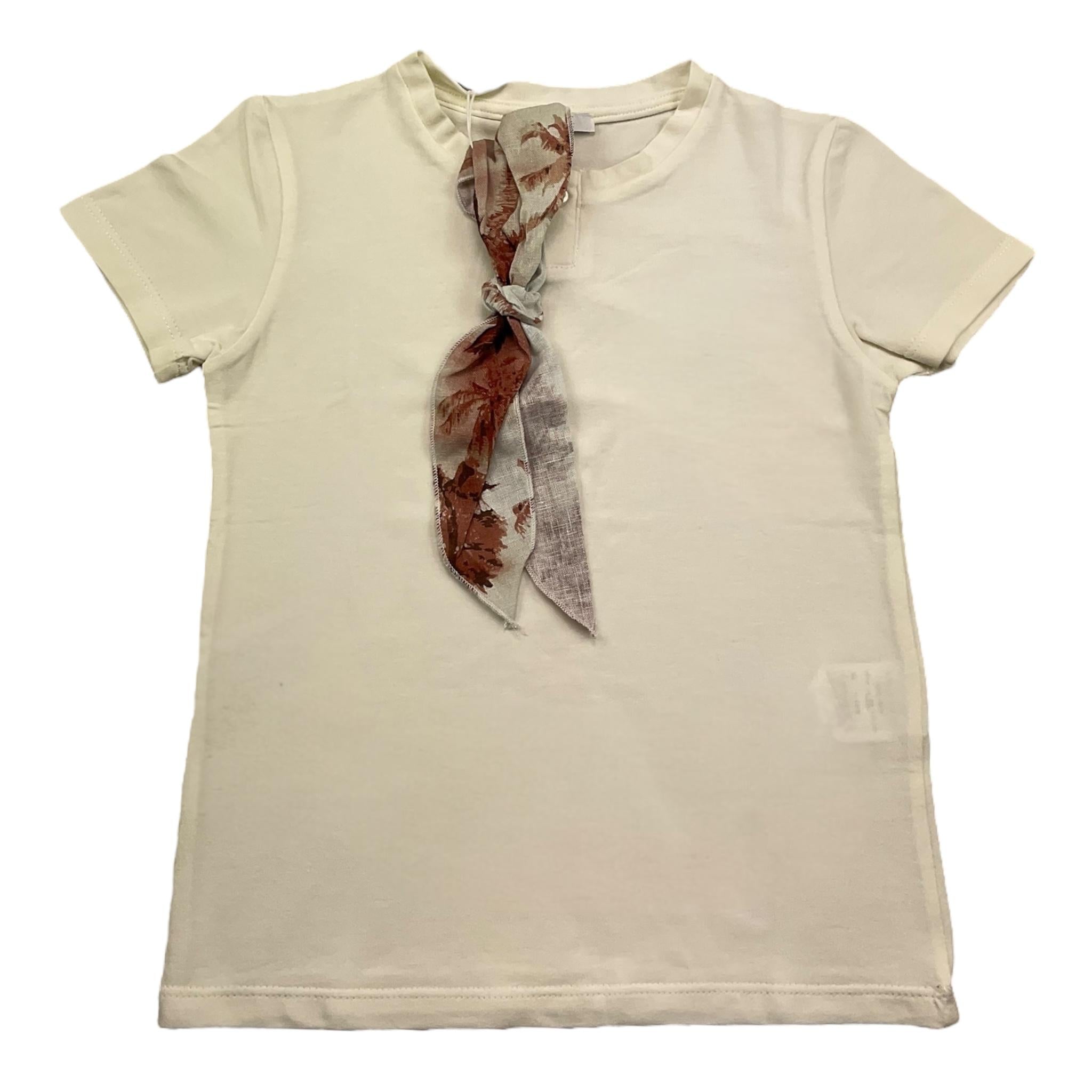 M+E' T-Shirt Girocollo Tinta Unita con Foulard per Bambino UEM0584J PANNA M+E' 