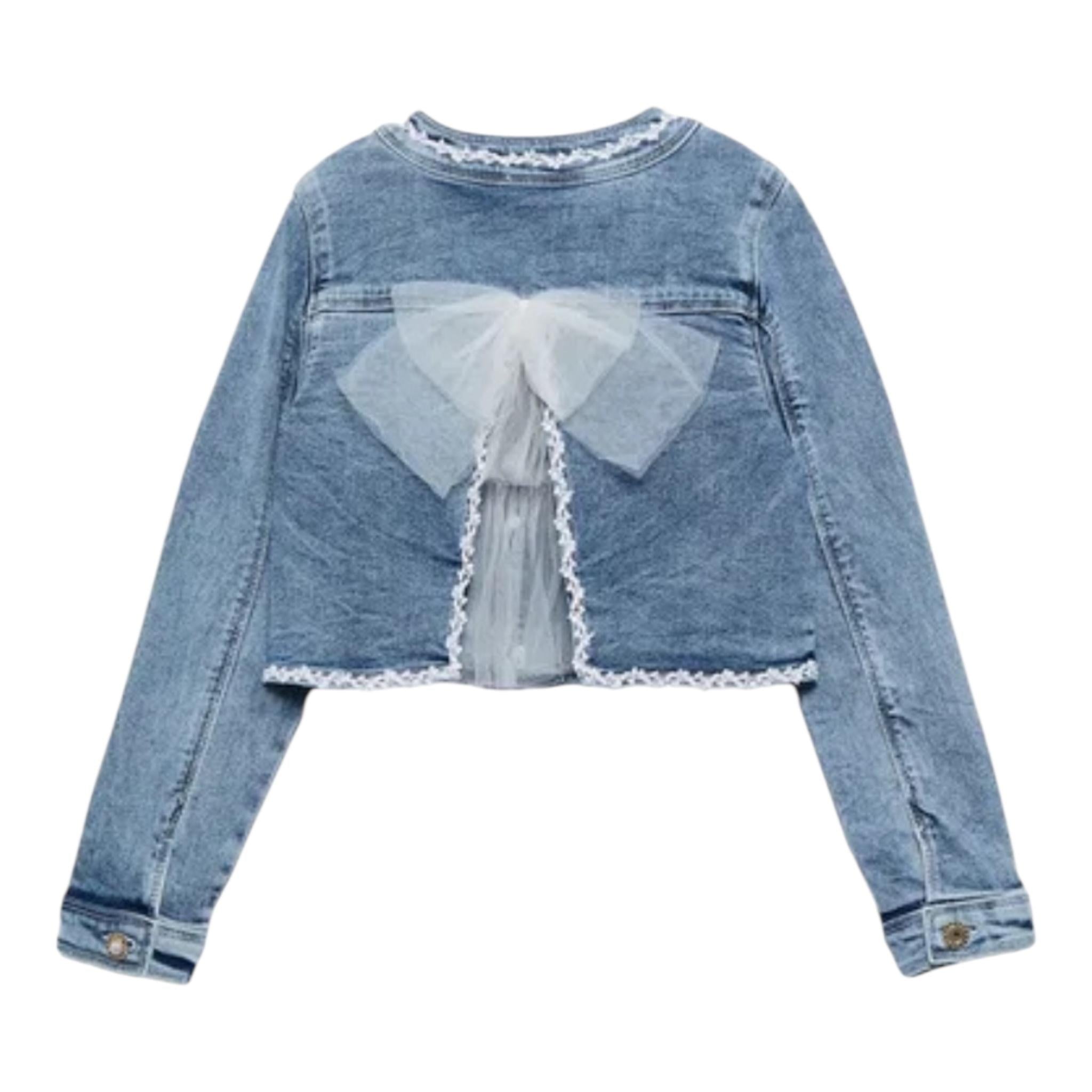 Abel & Lula Giubbino In Denim Tinta Unita con Ricami per Bambina 5369 BLU ABEL & LULA 