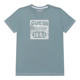 Guess T-Shirt Tinta Unita con Stampa per Bambino L5RI22K8HM4 AZZURRO GUESS 