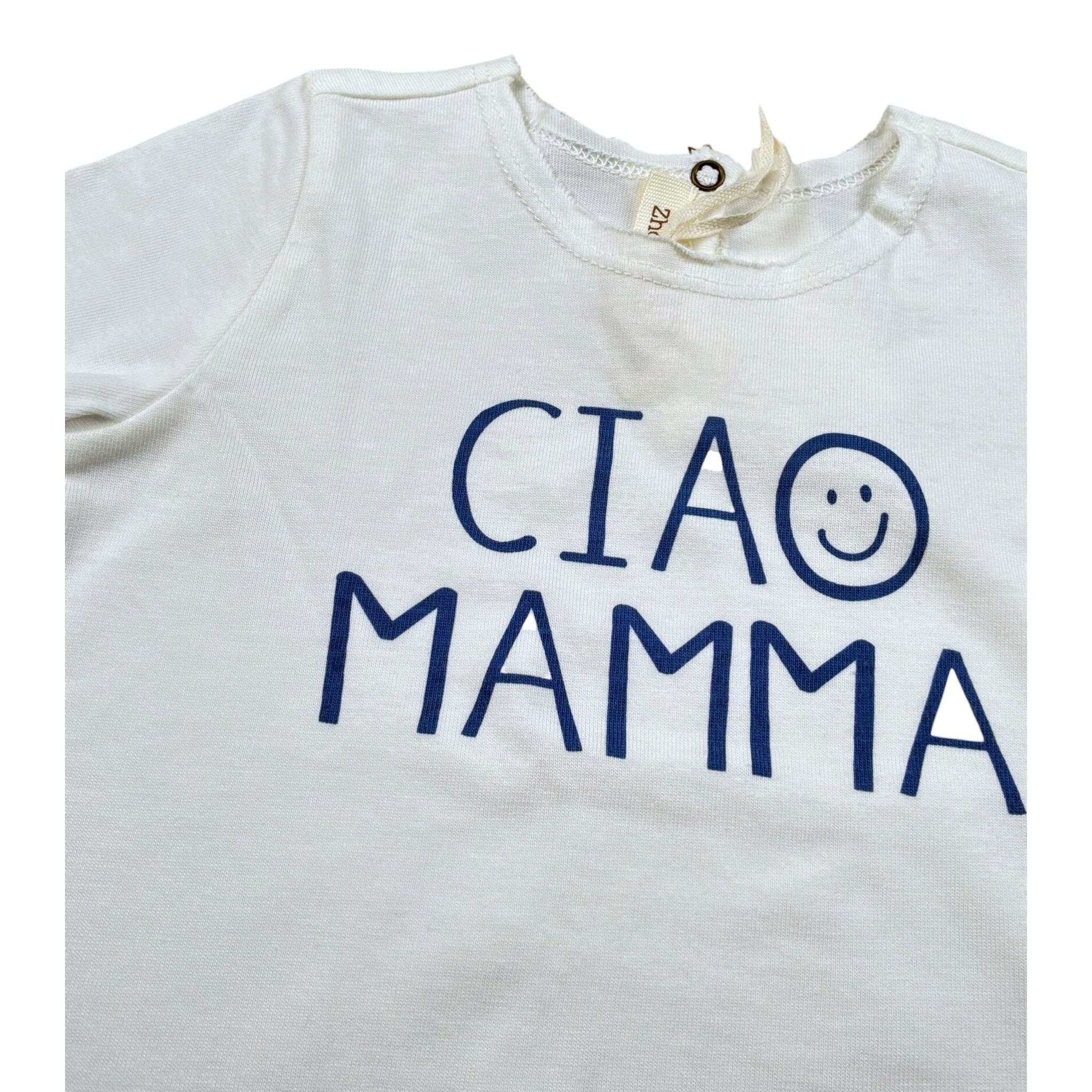 Zhoe & Tobiah T-Shirt Girocollo Tinta Unita con Stampa per Neonato BSE9B PANNA ZHOE & TOBIAH 