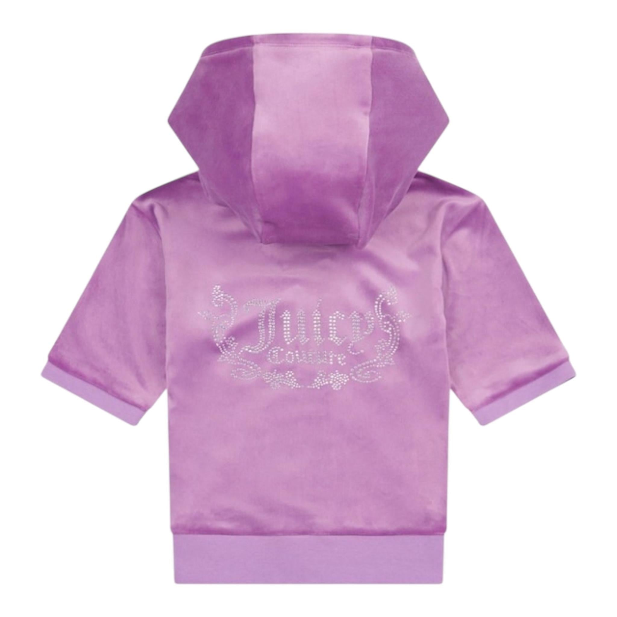 Juicy Couture Completo Felpa-Pantalone Tinta Unita con Brillantini per Bambina JBX6494 VIOLA JUICY COUTURE 