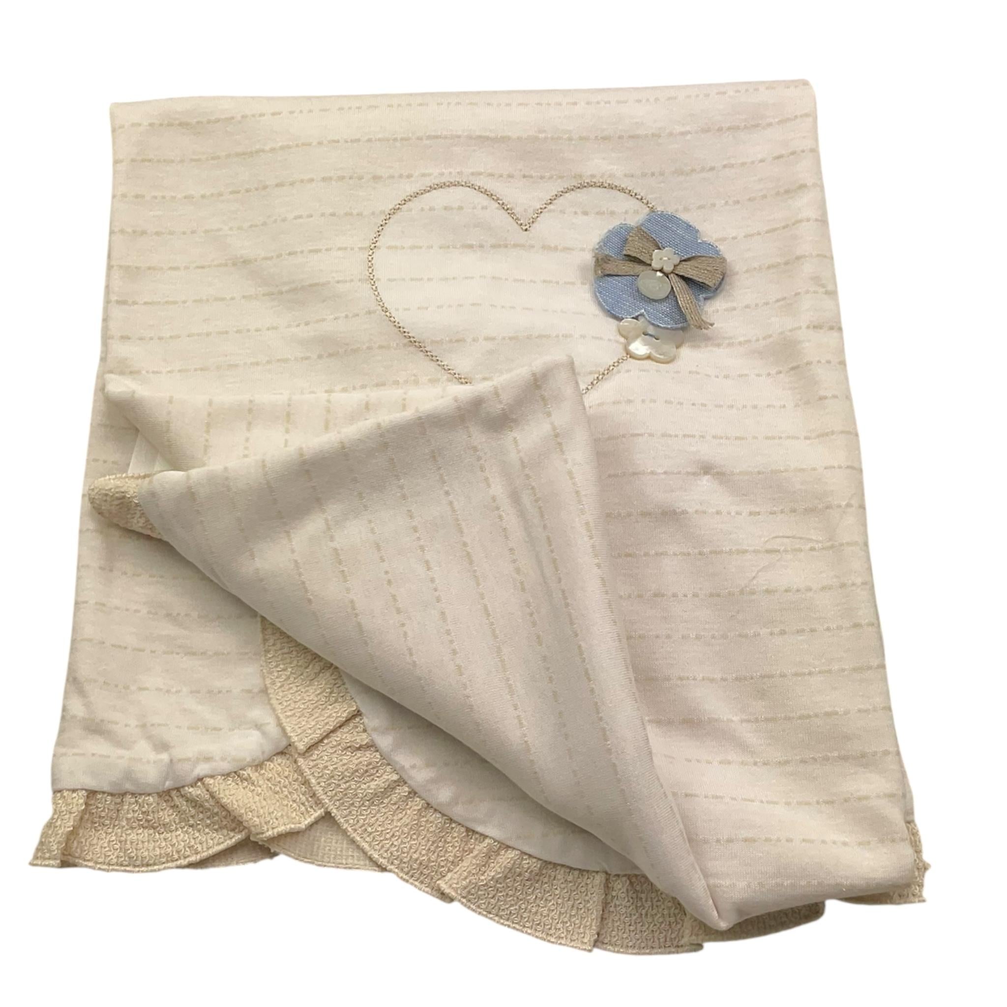 Barcellino Coperta Tinta Unita con Stampa E Applicazioni per Neonata BO220014 PANNA BARCELLINO 