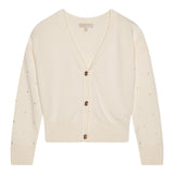Michael Kors Cardigan tinta unita con Applicazioni Panna per Bambina R30280X PANNA MICHAEL KORS 
