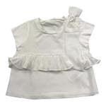 Liu Jo T-Shirt Tinta Unita Girocollo con Tulle per Bambina KA5134J BIANCO LIU JO 
