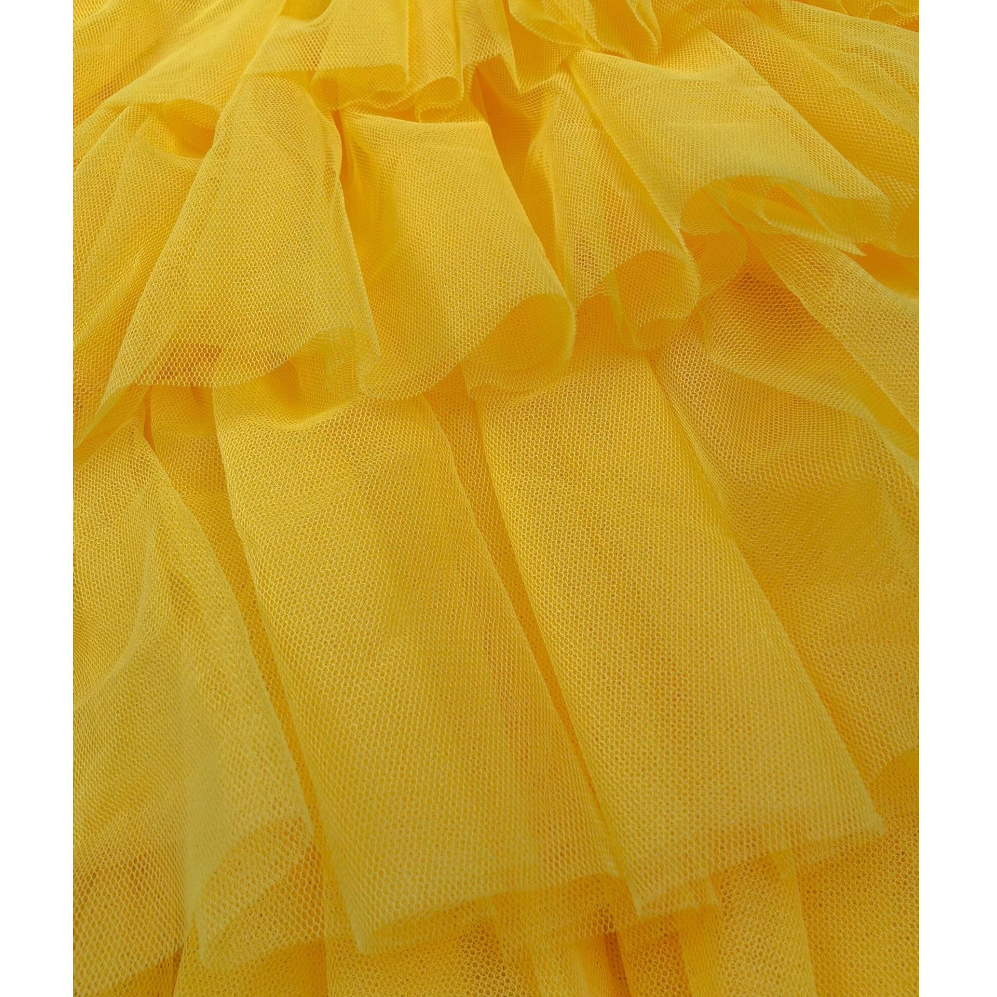 Y-Clu Abito Tinta Unita con Balze per Bambina Y19170 GIALLO Y-CLU 