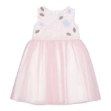 Das einfarbige Eulenkleid mit Armlöchern und rosa Tüll für Baby-Mädchen