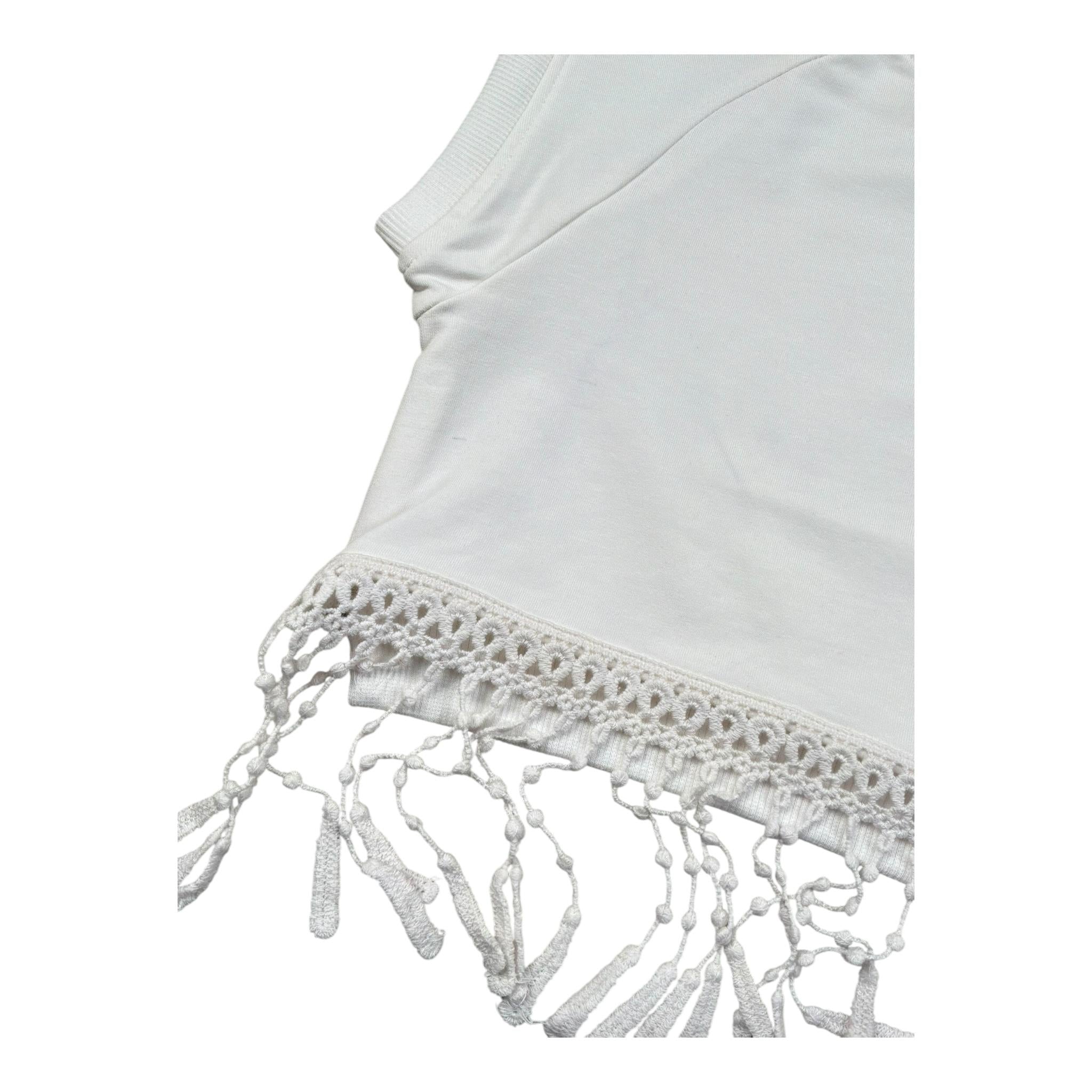 Fun & Fun T-Shirt Girocoll Tinta Unita con Frange per Bambina FNBTS16781 PANNA FUN & FUN 