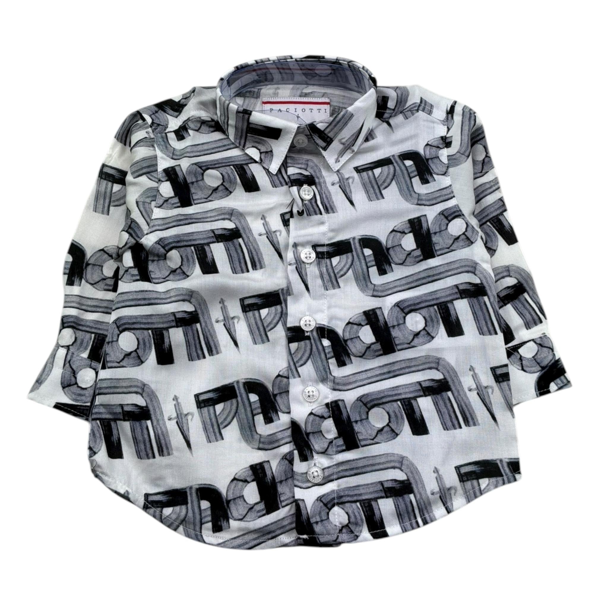 Cesare Paciotti Camicia Manica Lunga Stampa Fantasia per Neonato CMP5151BX BIANCO CESARE PACIOTTI 