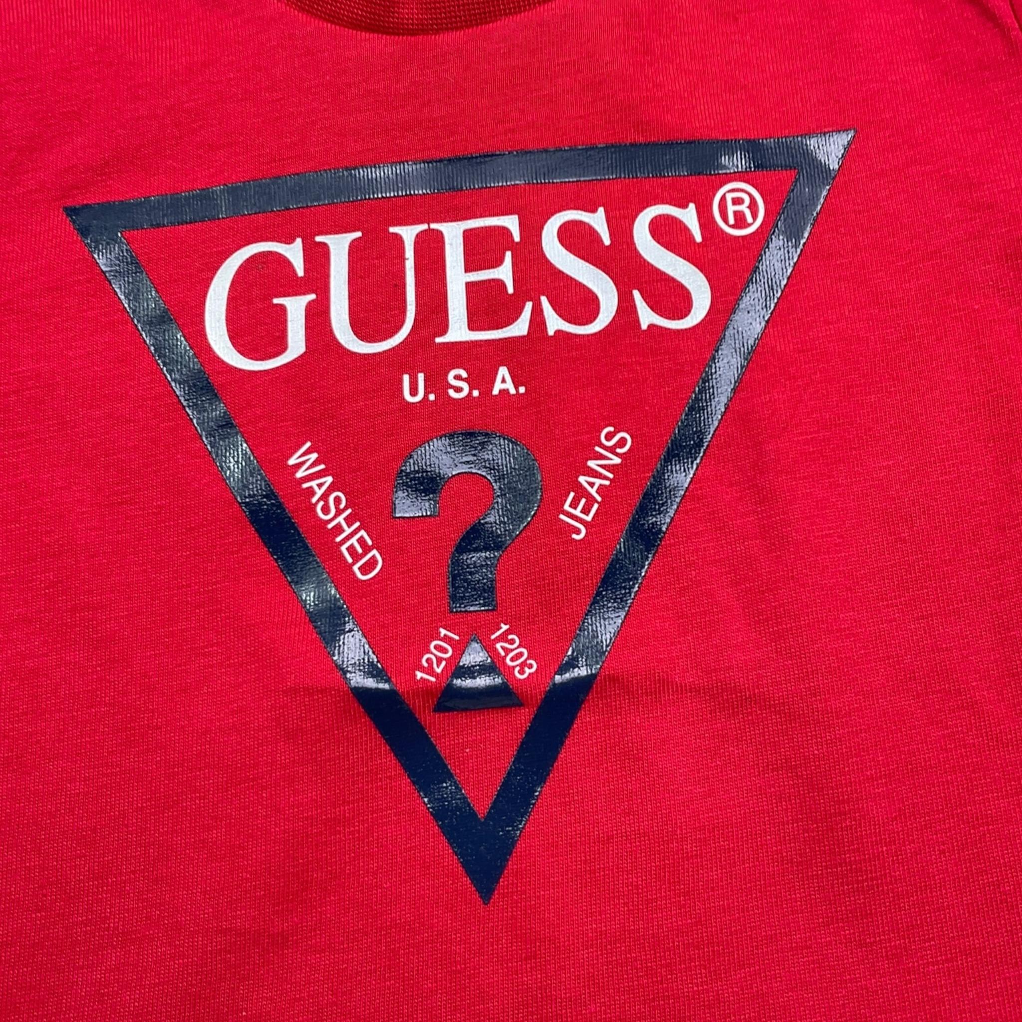 Guess T-Shirt Tinta Unita con Stampa per Neonato N73I55K8HM0 ROSSO GUESS 