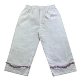 Ilfarobimbi Pantalone Tinta Unita Con Applicazioni E Elastico In Vita Bianco Per Bambina