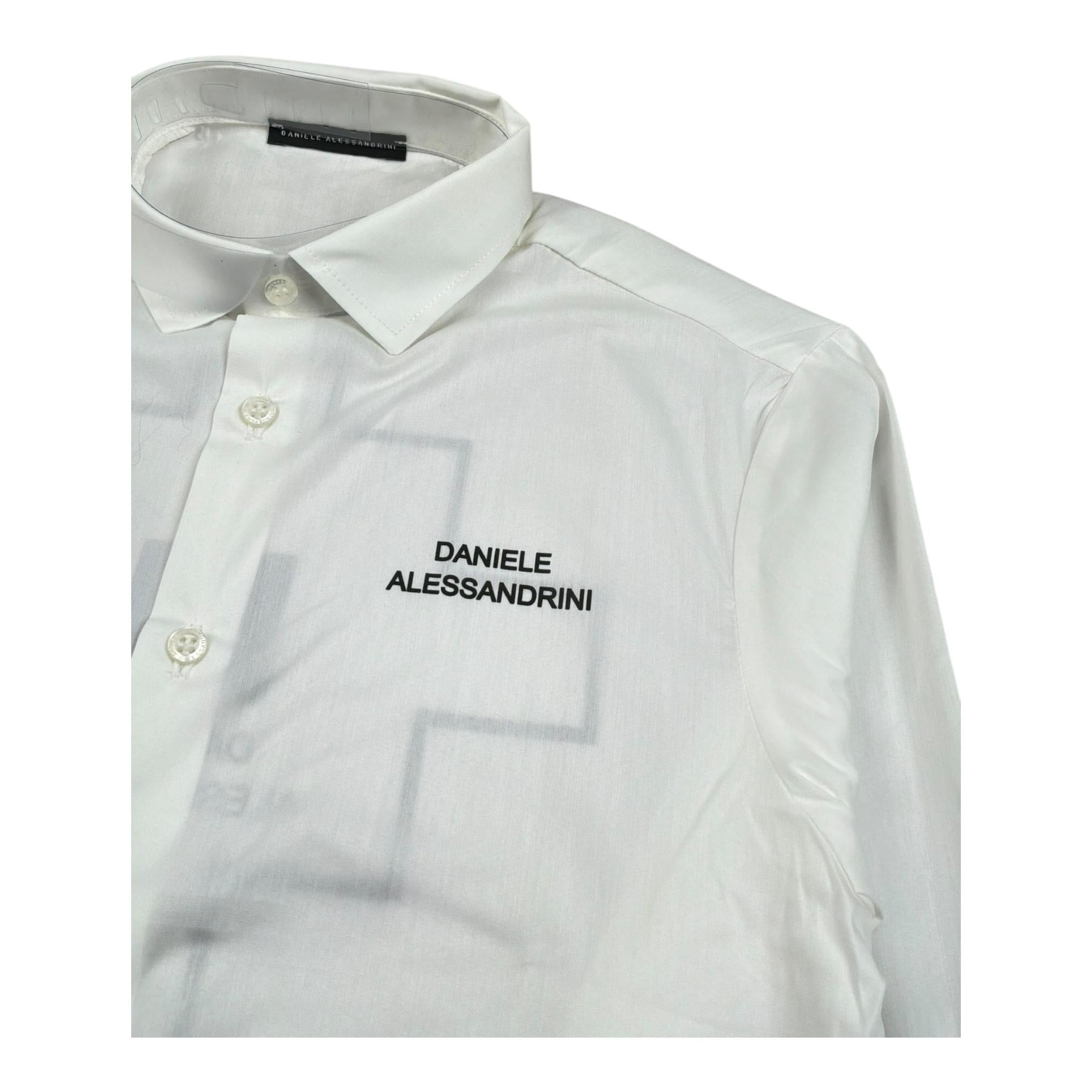Daniele Alessandrini Camicia Manica Lunga Tinta Unita Stampa Fantasia per Bambino 1231C1439 BIANCO DANIELE ALESSANDRINI 