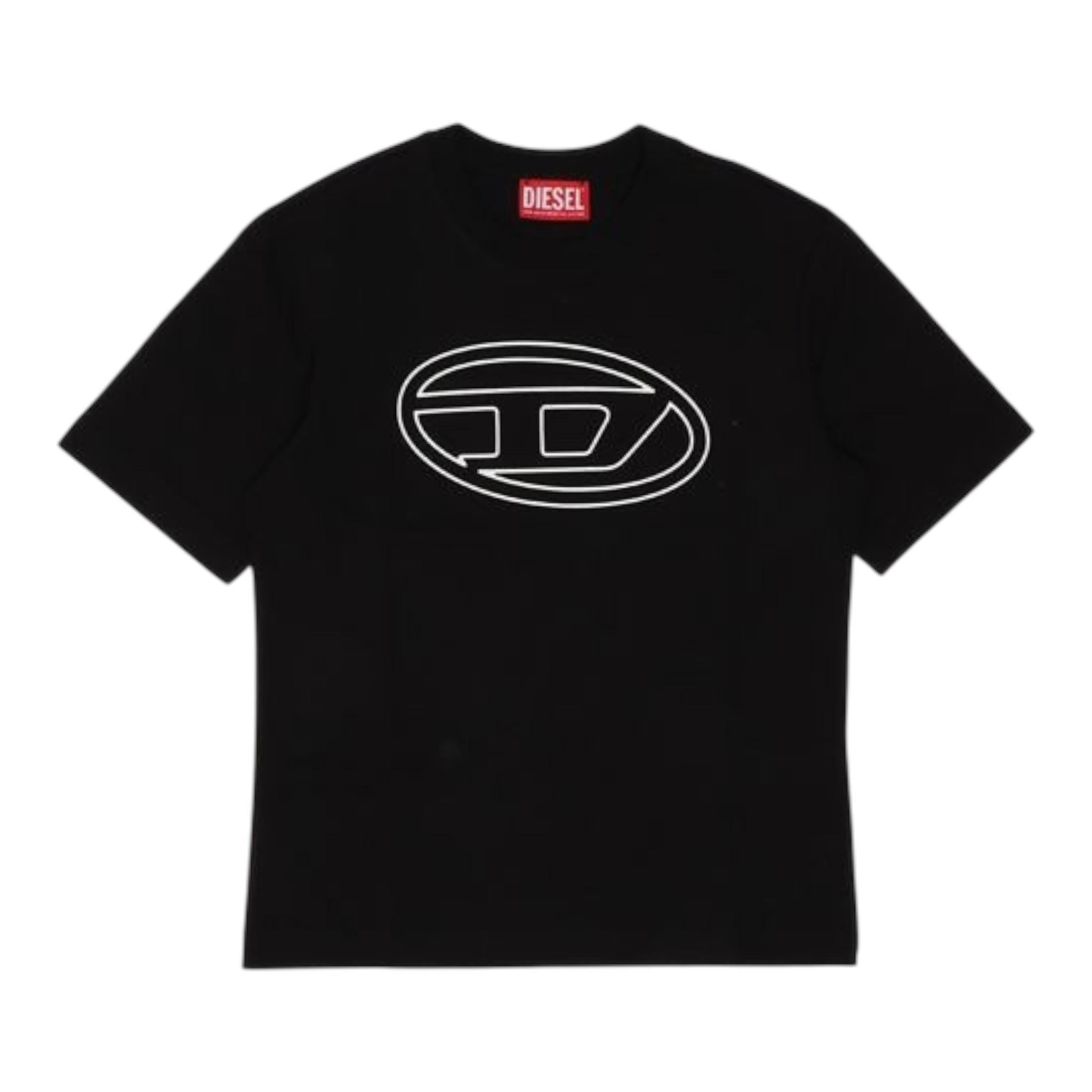 DIESEL t-shirt girocollo tinta unita con logo Nero per Bambino J01788X NERO DIESEL 