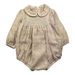 PAZ RODRIGUEZ pagliaccetto manica lunga tinta unita con ricami Beige per Neonata 005150922 BEIGE PAZ RODRIGUEZ 