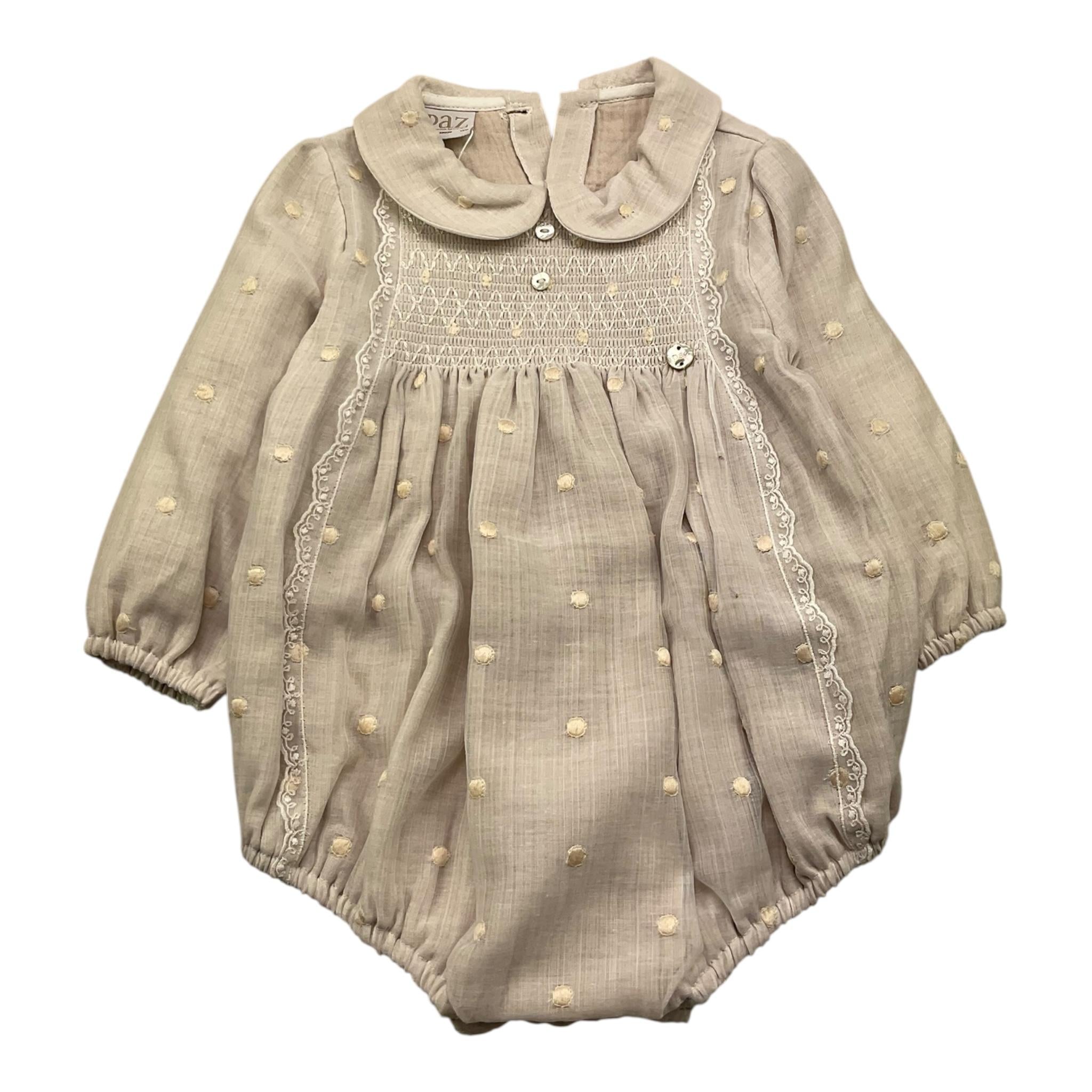 PAZ RODRIGUEZ pagliaccetto manica lunga tinta unita con ricami Beige per Neonata 005150922 BEIGE PAZ RODRIGUEZ 