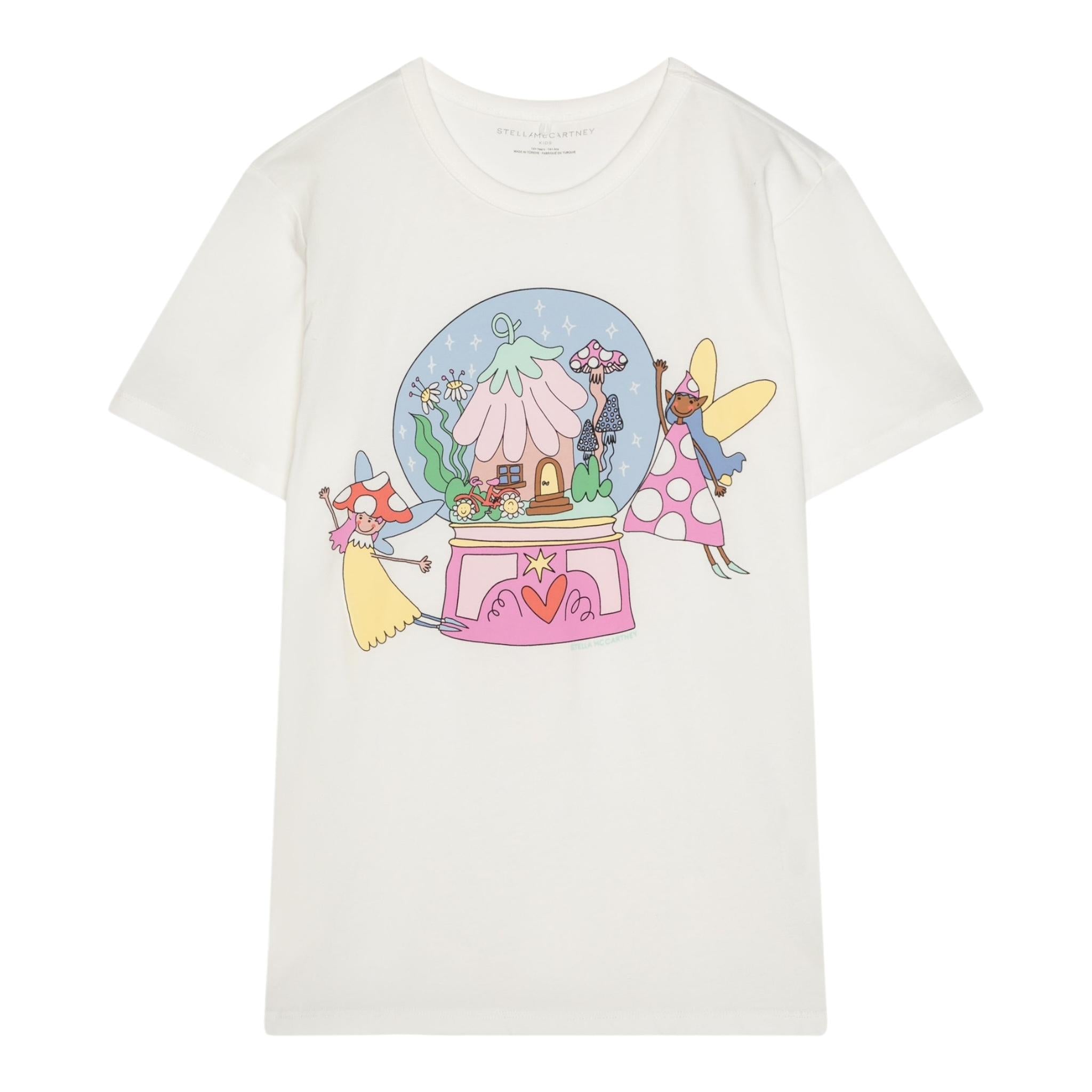 Stella Mccartney T-Shirt Girocollo Tinta Unita con Stampa per Bambina TW8A41 BIANCO STELLA McCARTNEY 