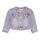Monnalisa Giubbino Tinta Unita In Denim con Applicazioni Rose per Neonata 39E100 ROSA MONNALISA 