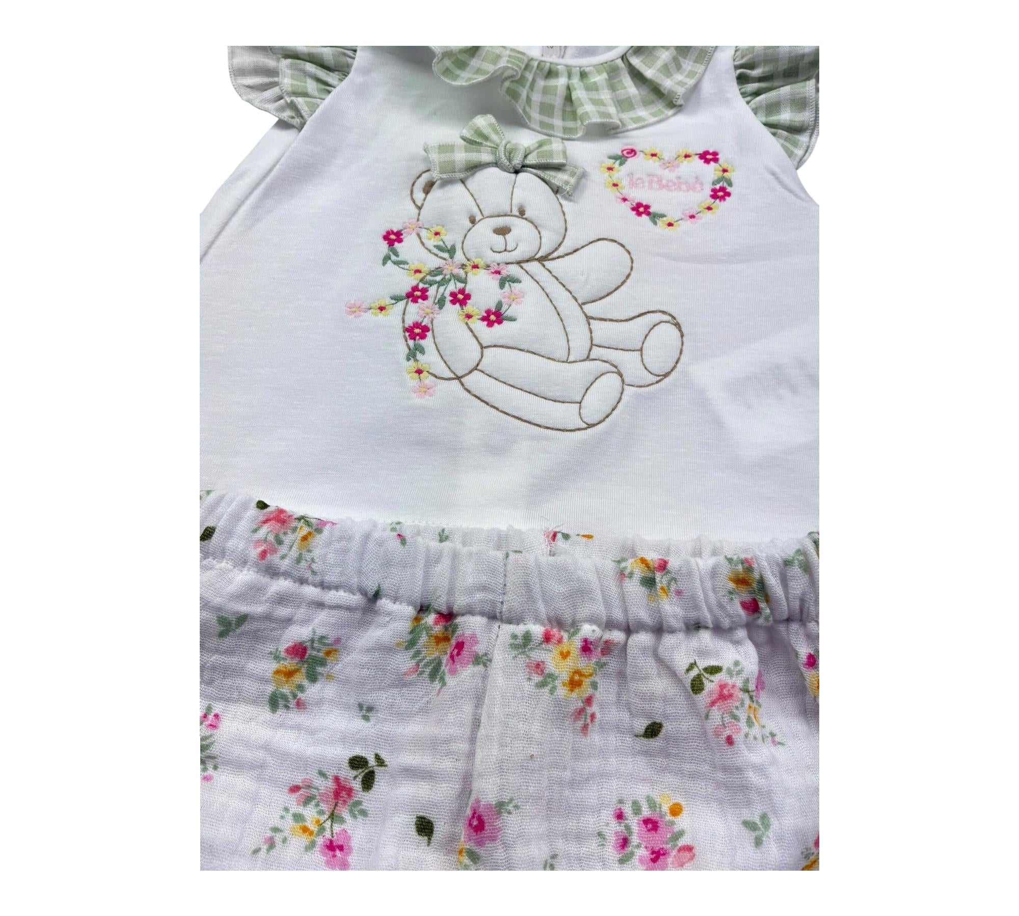 Le Bebe Completo 2 Pezzi T-Shirt-Culotte per Neonata LBG6231 BIANCO LE BEBE 
