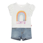 Levi'S Completo 2 Pezzi T-Shirt-Short In Denim per Neonata 1EH076 BIANCO LEVI'S 