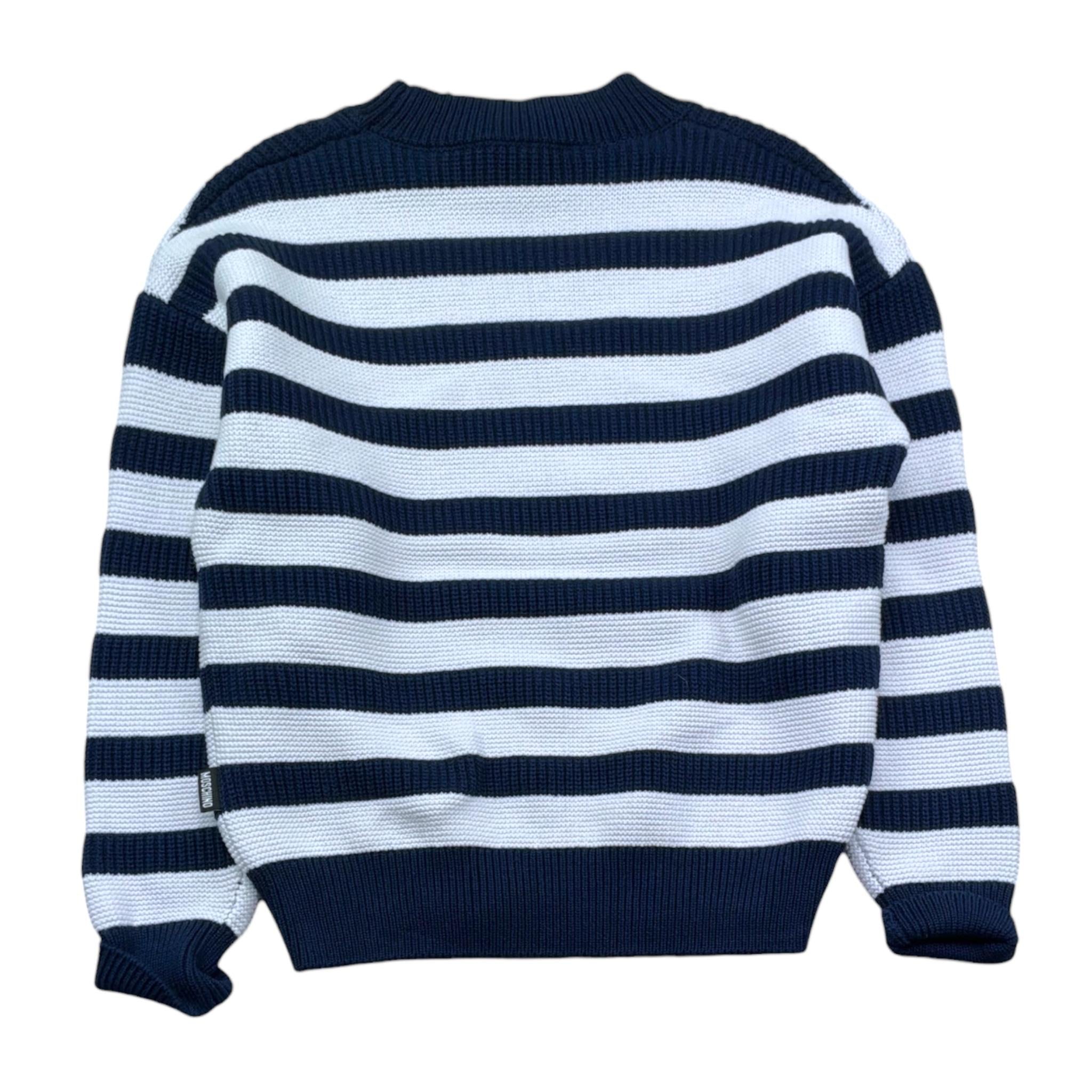 Moschino Maglia Bicolore con Fantasia A Righe per Bambina HUW01B BIANCO/BLU MOSCHINO 