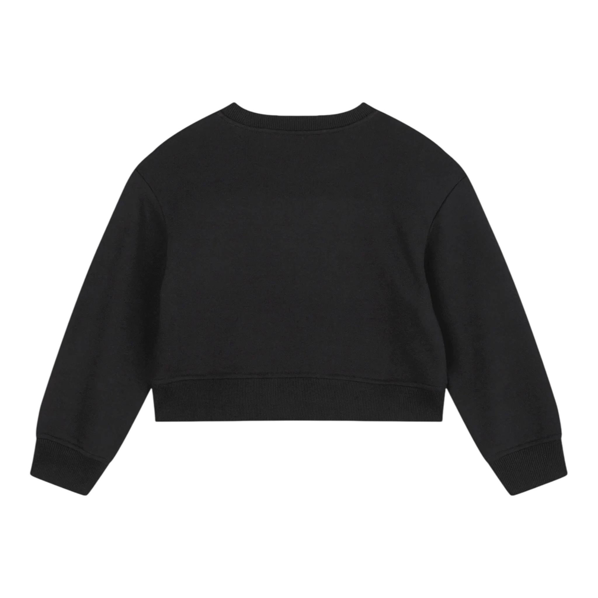 MARC JACOBS felpa chiusa girocollo tinta unita con stampa logo brillantinata Nero per Bambina W60263 NERO MARC JACOBS 