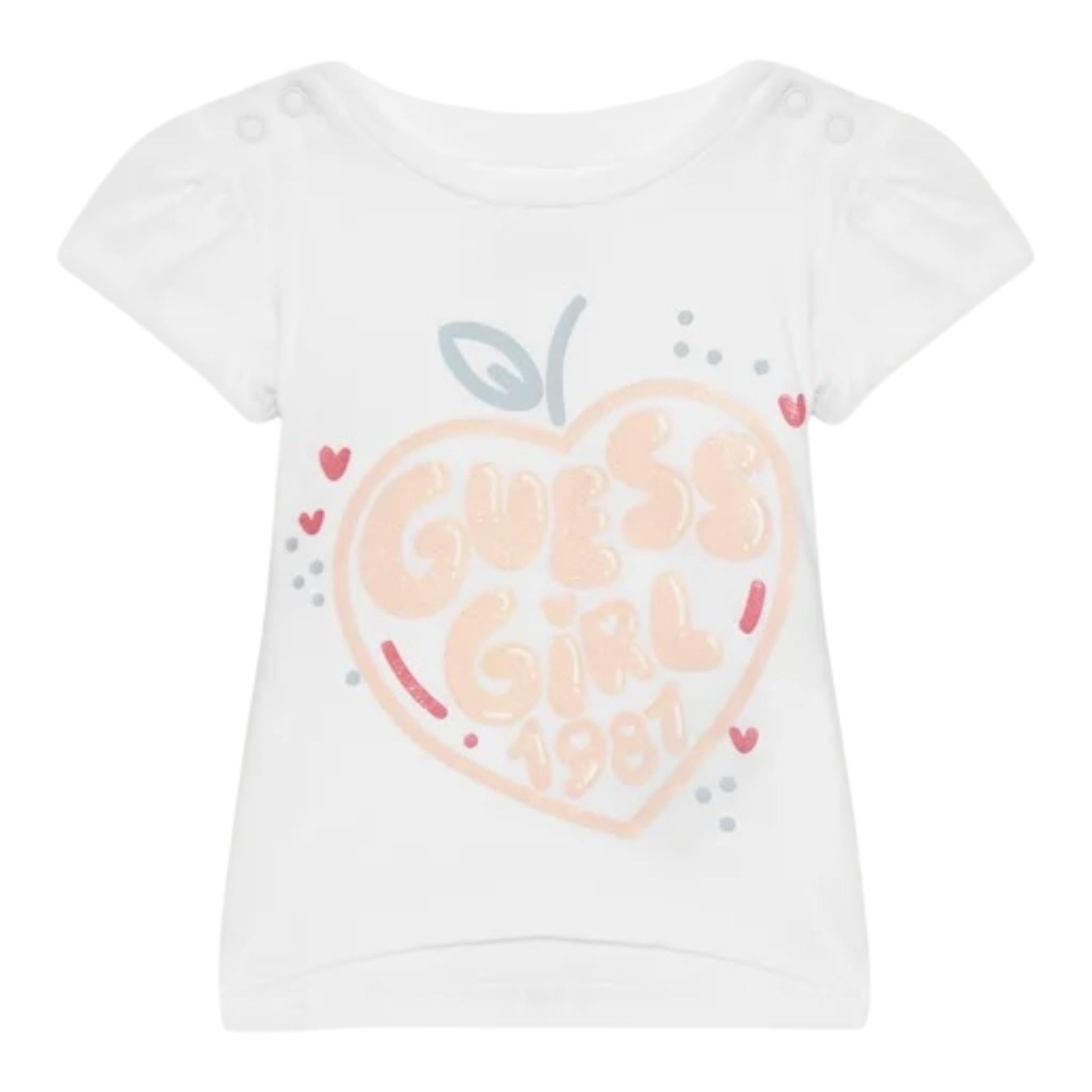 Guess T-Shirt Girocollo Tinta Unita con Stampa per Neonata K5GI01K6YW4XN BIANCO GUESS 