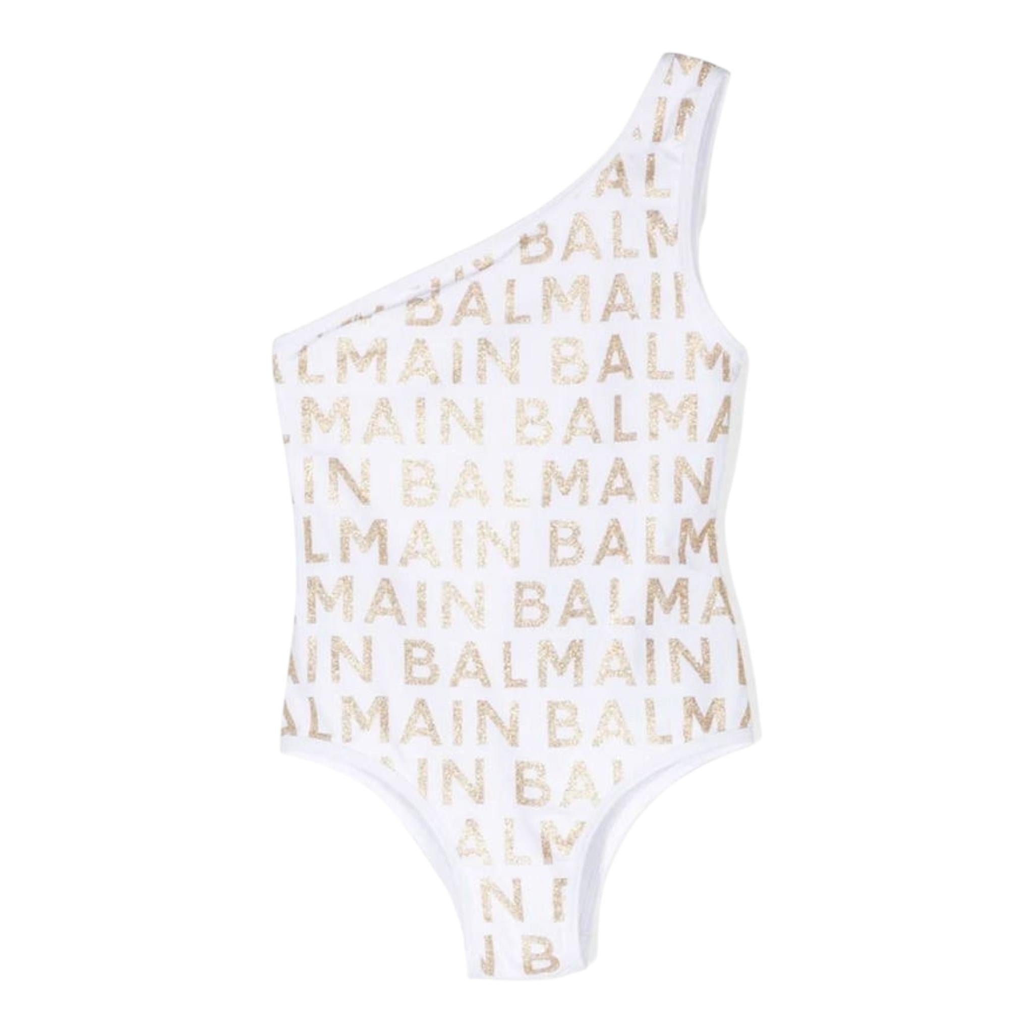BALMAIN costume monospalla tinta unita cn loghi Bianco per Bambina BSCA49Z BIANCO BALMAIN 