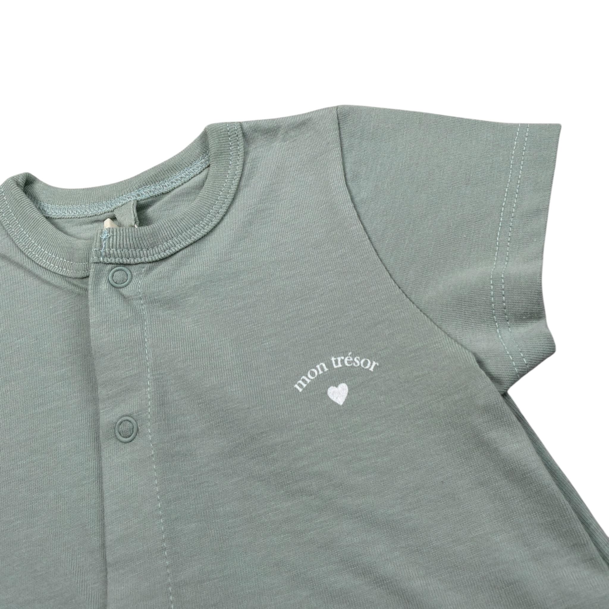 Petit Bateau Pagliaccetto Mezza Manica tinta unita Verde per Neonato A0A8X VERDE PETIT BATEAU 