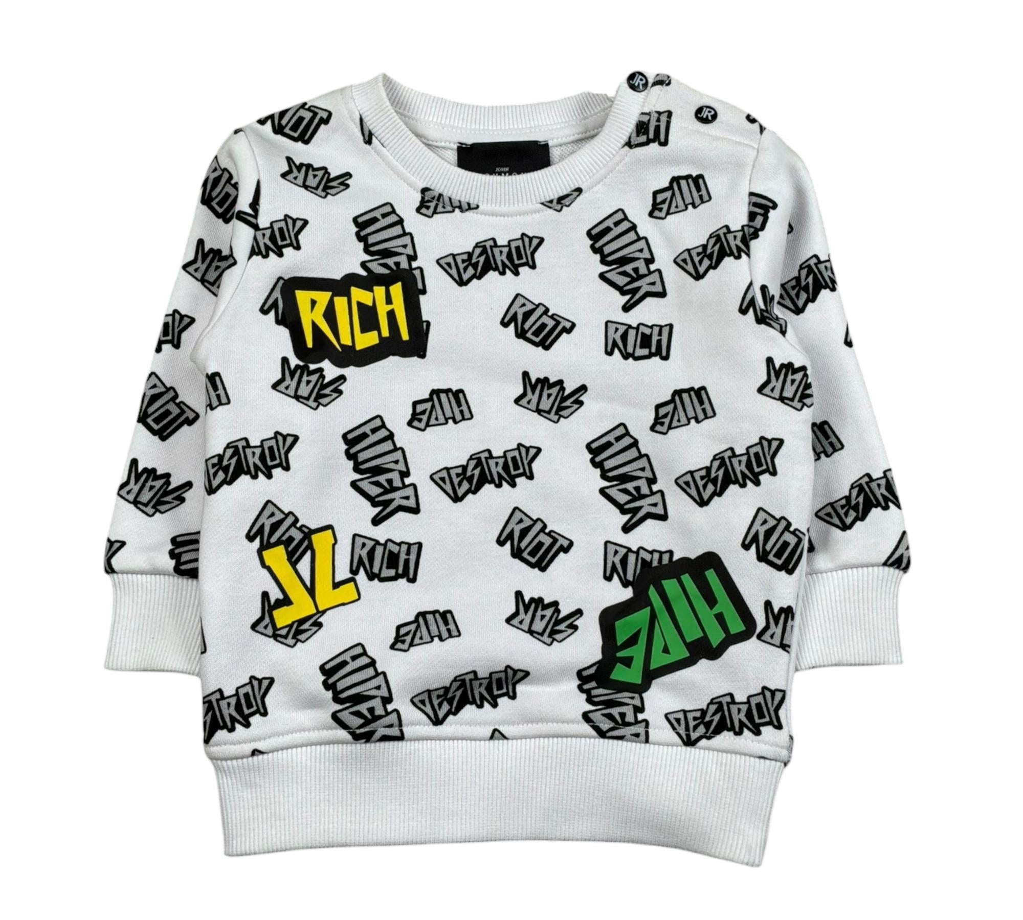 John Richmond Felpa Chiusa Girocollo Tinta Unita con Stampe per Neonato RIP26113FE BIANCO JOHN RICHMOND 