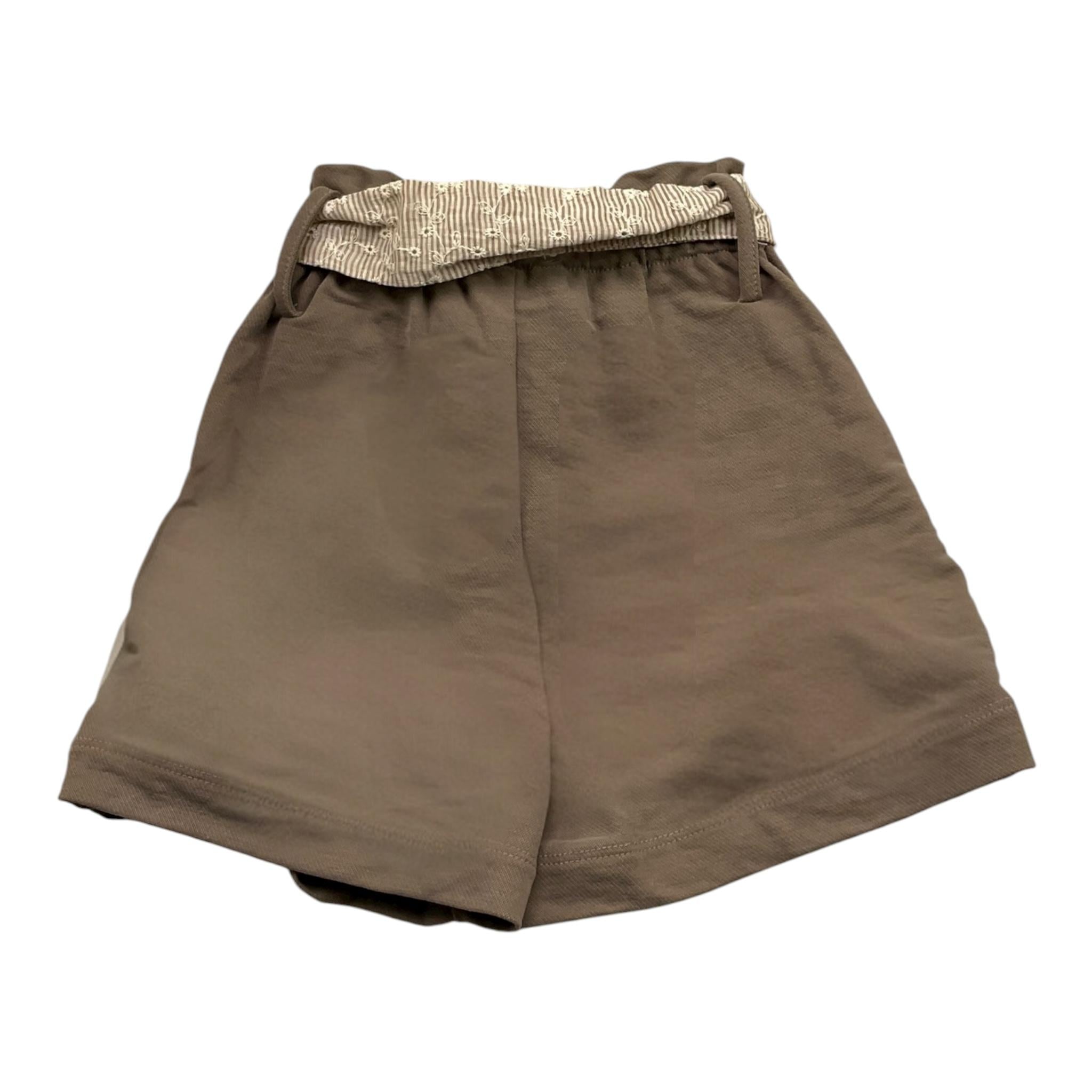 Lalalu' Short Tinta Unita con Cintura per Bambina SHL70PB MARRONE LALALU' 