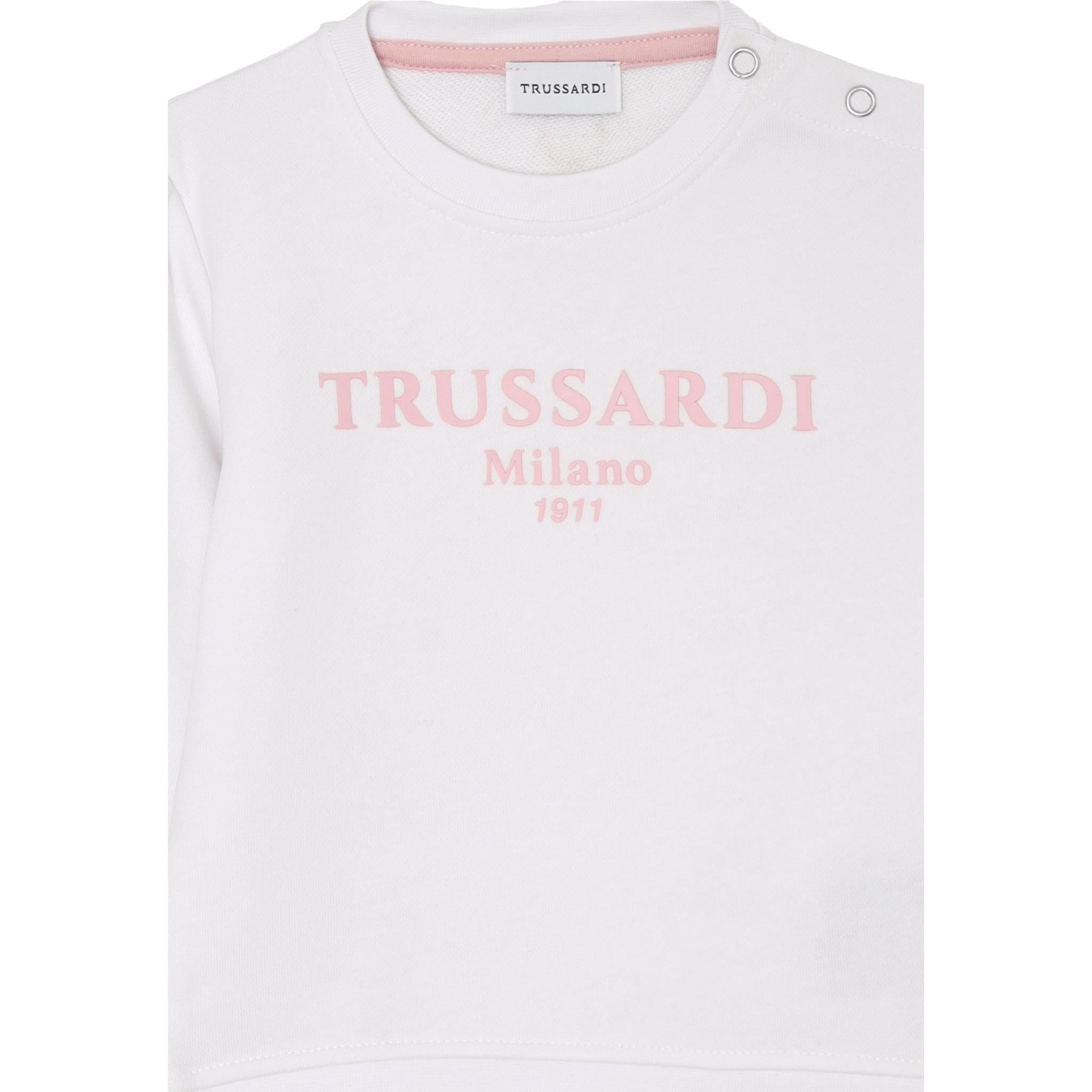Trussardi Felpa Chiusa Girocollo Tinta Unita con Logo per Neonata TIP25008FE BIANCO TRUSSARDI 